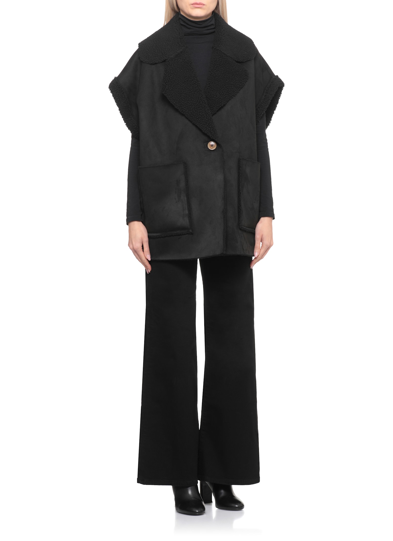 Betta Corradi Synthetic Suede Leather Vest In Black