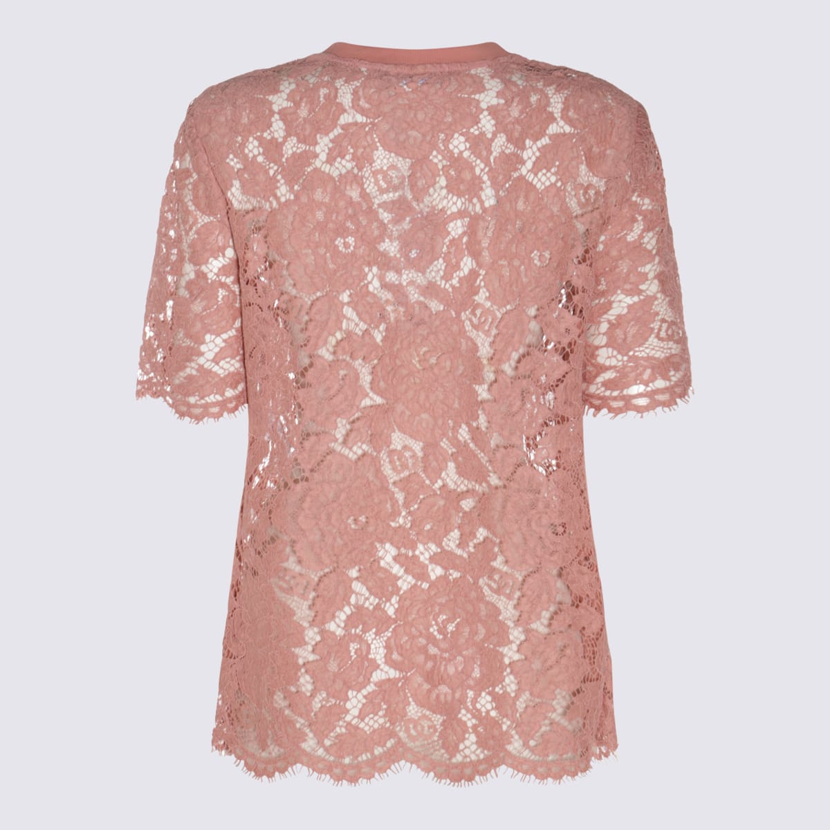 Dolce & Gabbana Dolce&gabbana Pink Lace T Shirt In Rosa Polvere Scuro