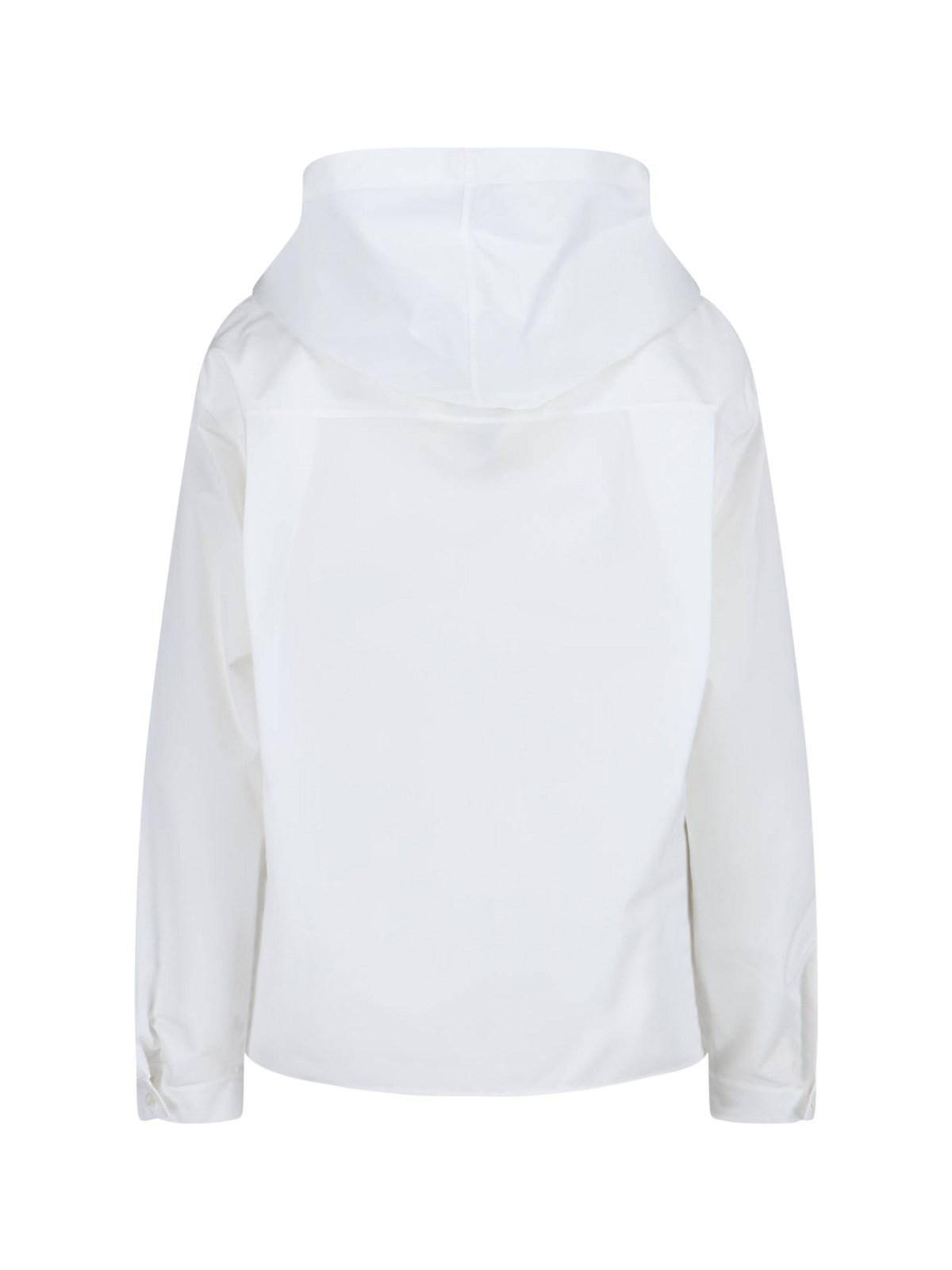 Shop Alaïa Hooded Shirt In White