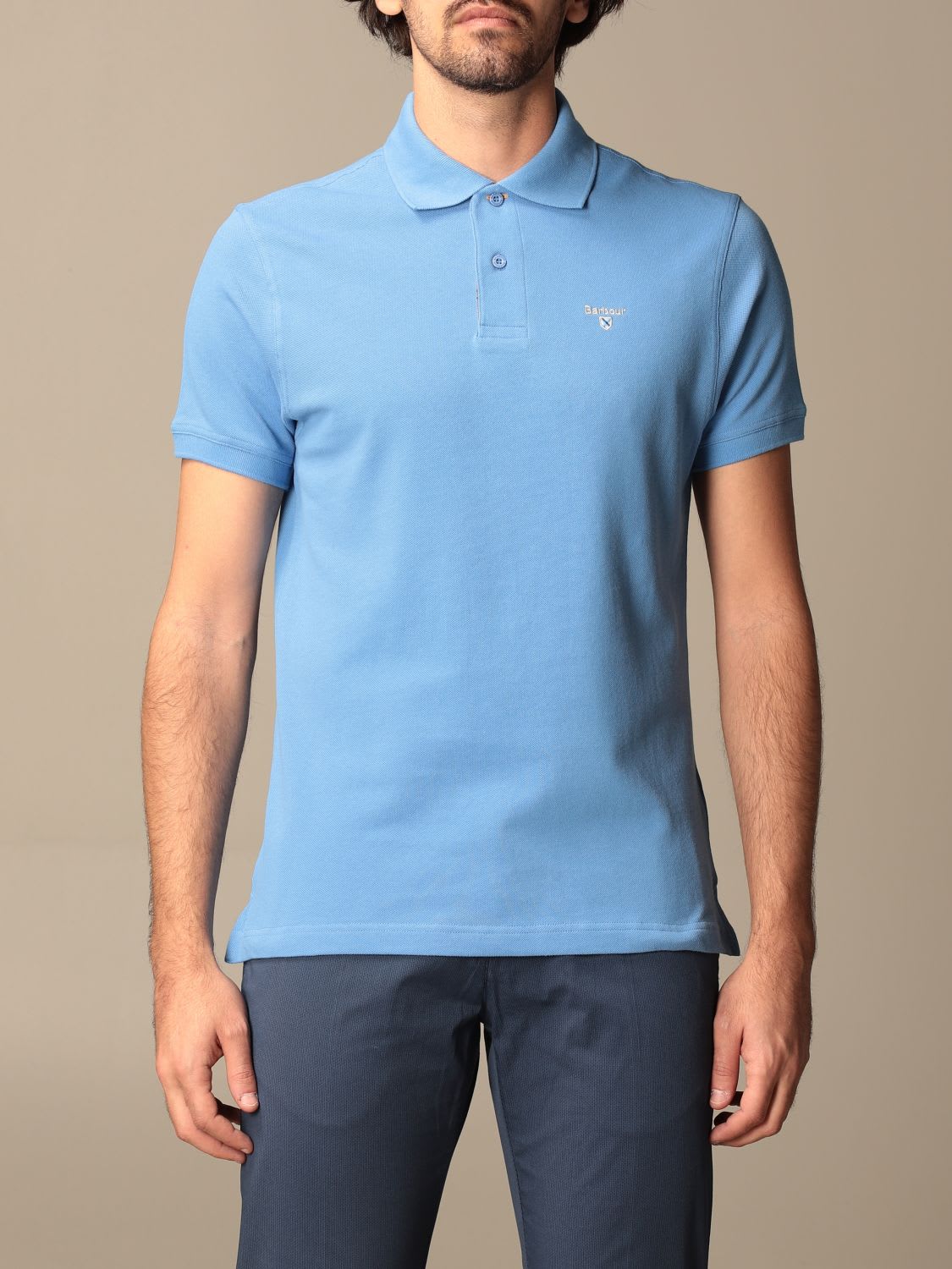 BARBOUR POLO SHIRT IN PIQUE COTTON WITH LOGO,BAPOL0012 MML BL95