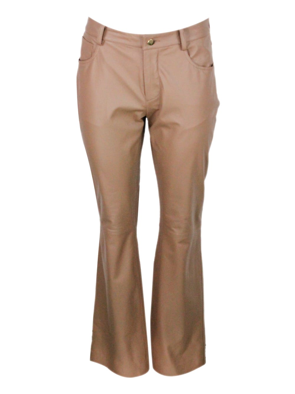 Fabiana Filippi Soft Lambskin Bootcut Trousers In Brown