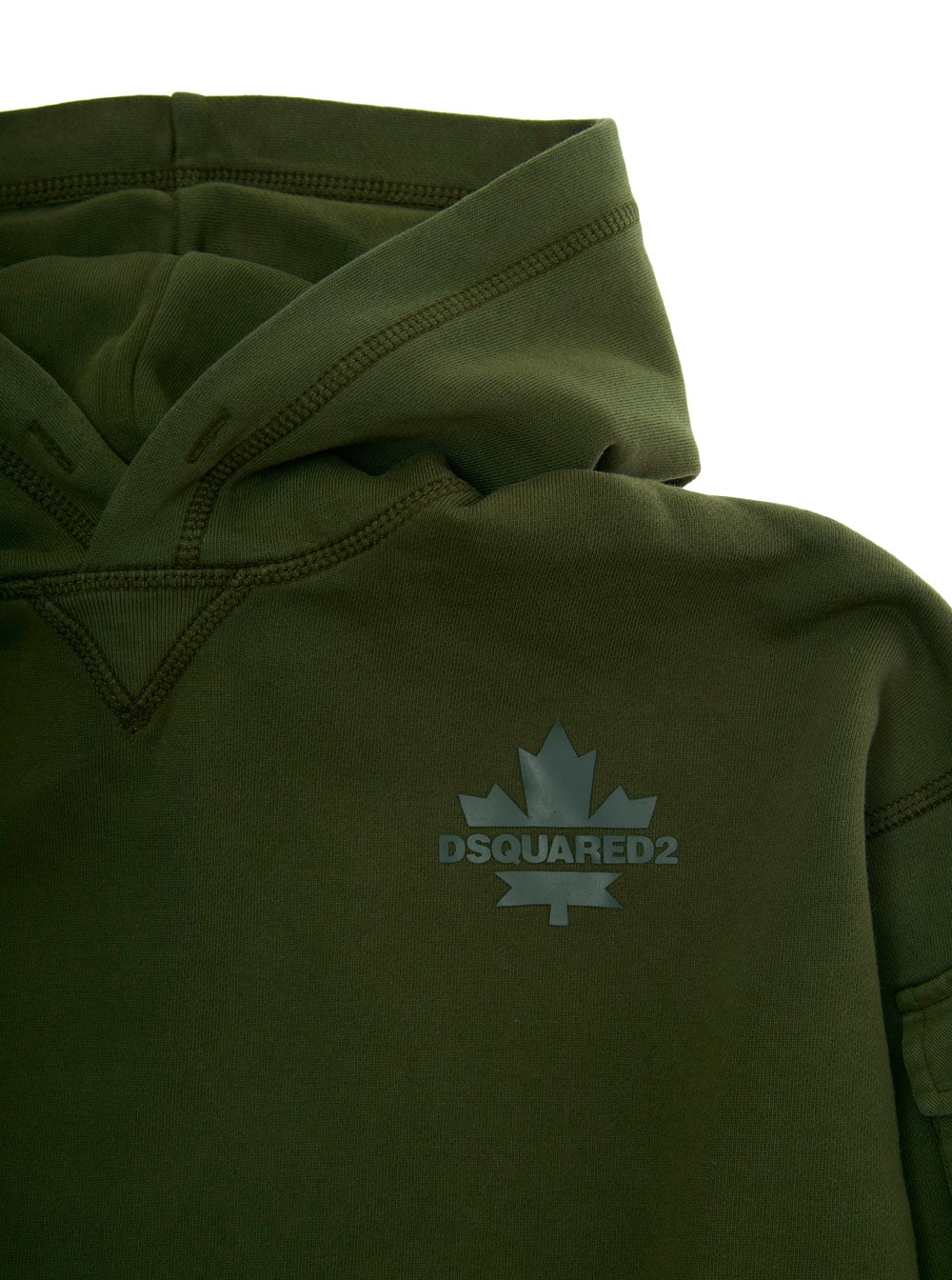 Dsquared2 Green Hoodie With Logo Detail On The Front In Cotton Boy In Green