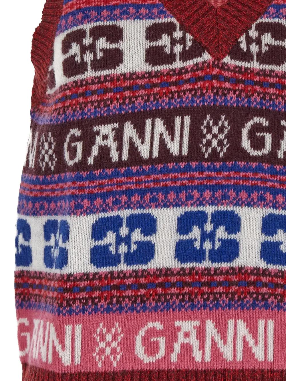 Shop Ganni Logoed Gilet In Multicolour