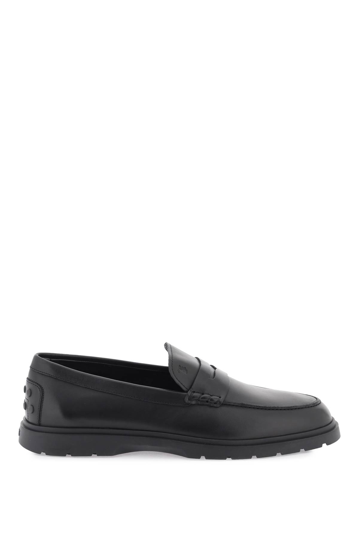 Shop Tod's Leather Loafers In Black