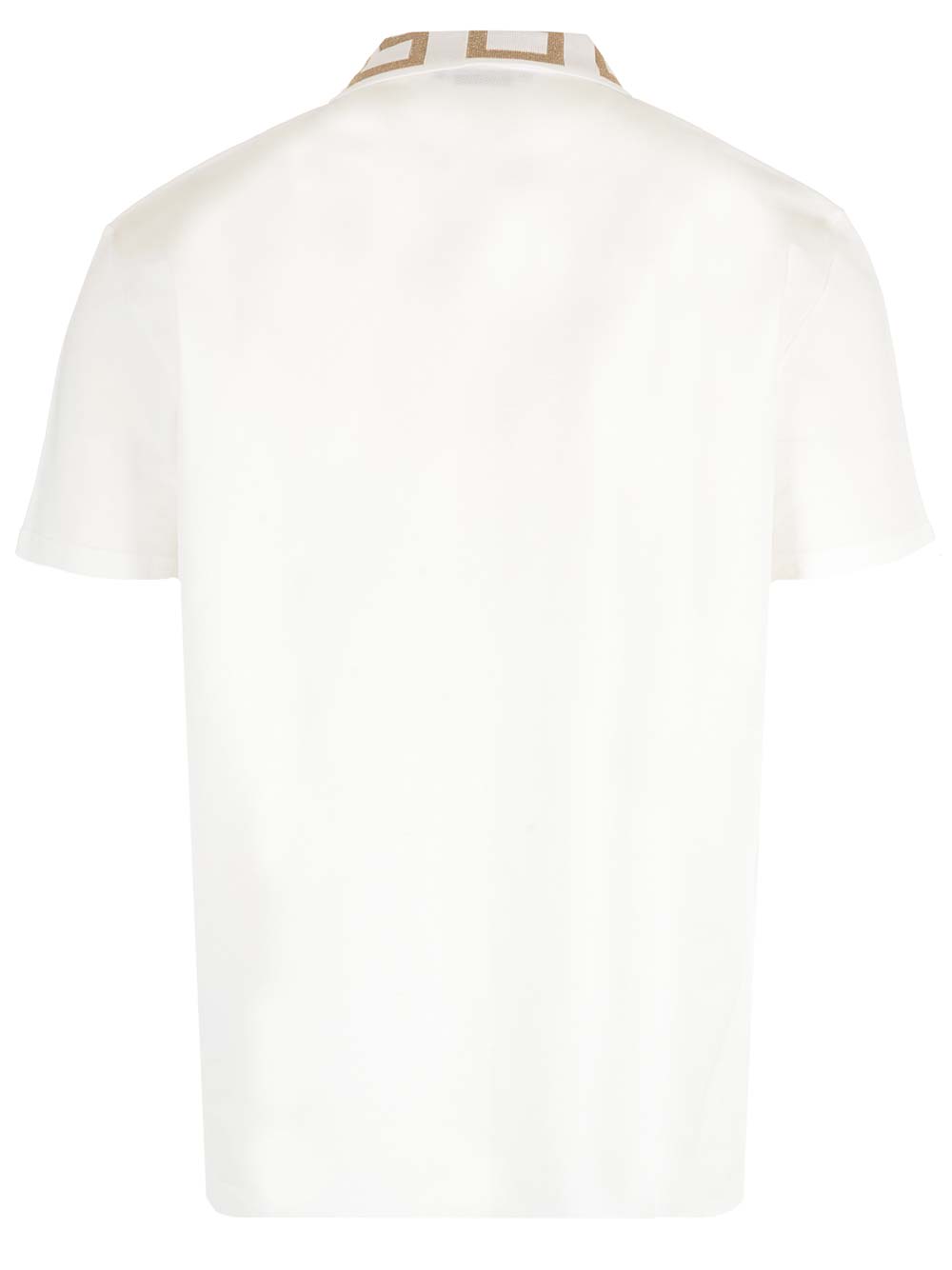 Shop Versace White Greca Polo Shirt