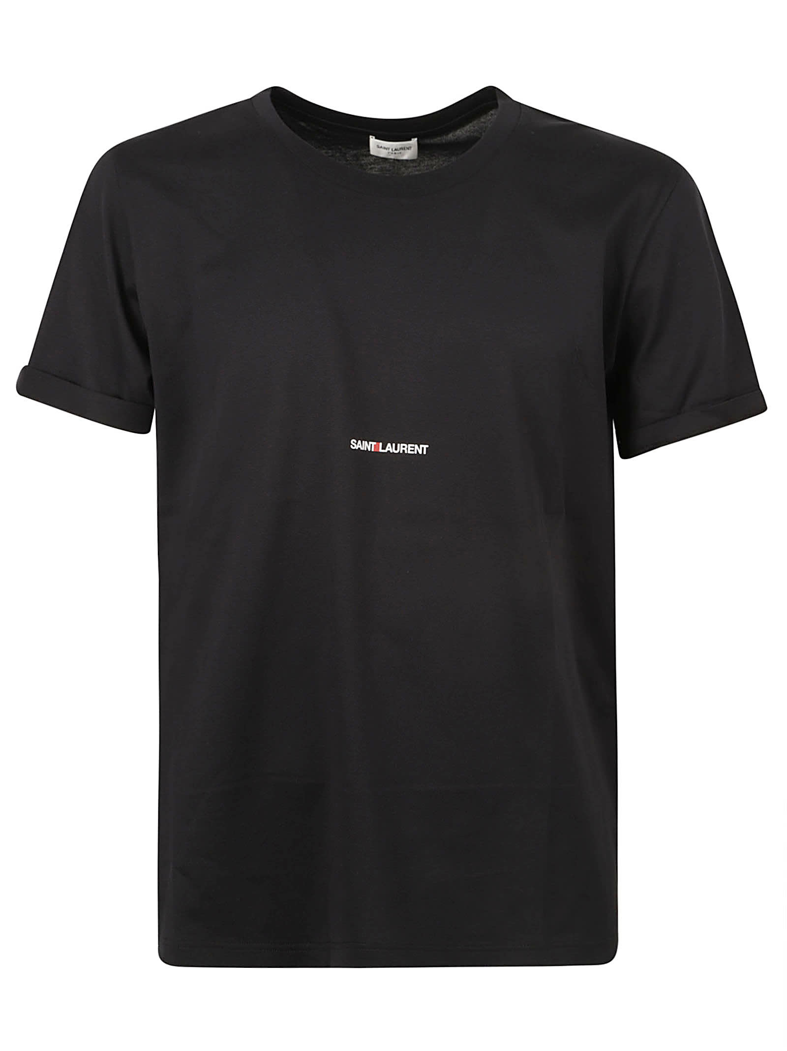 Shop Saint Laurent Centre Logo T-shirt In Black