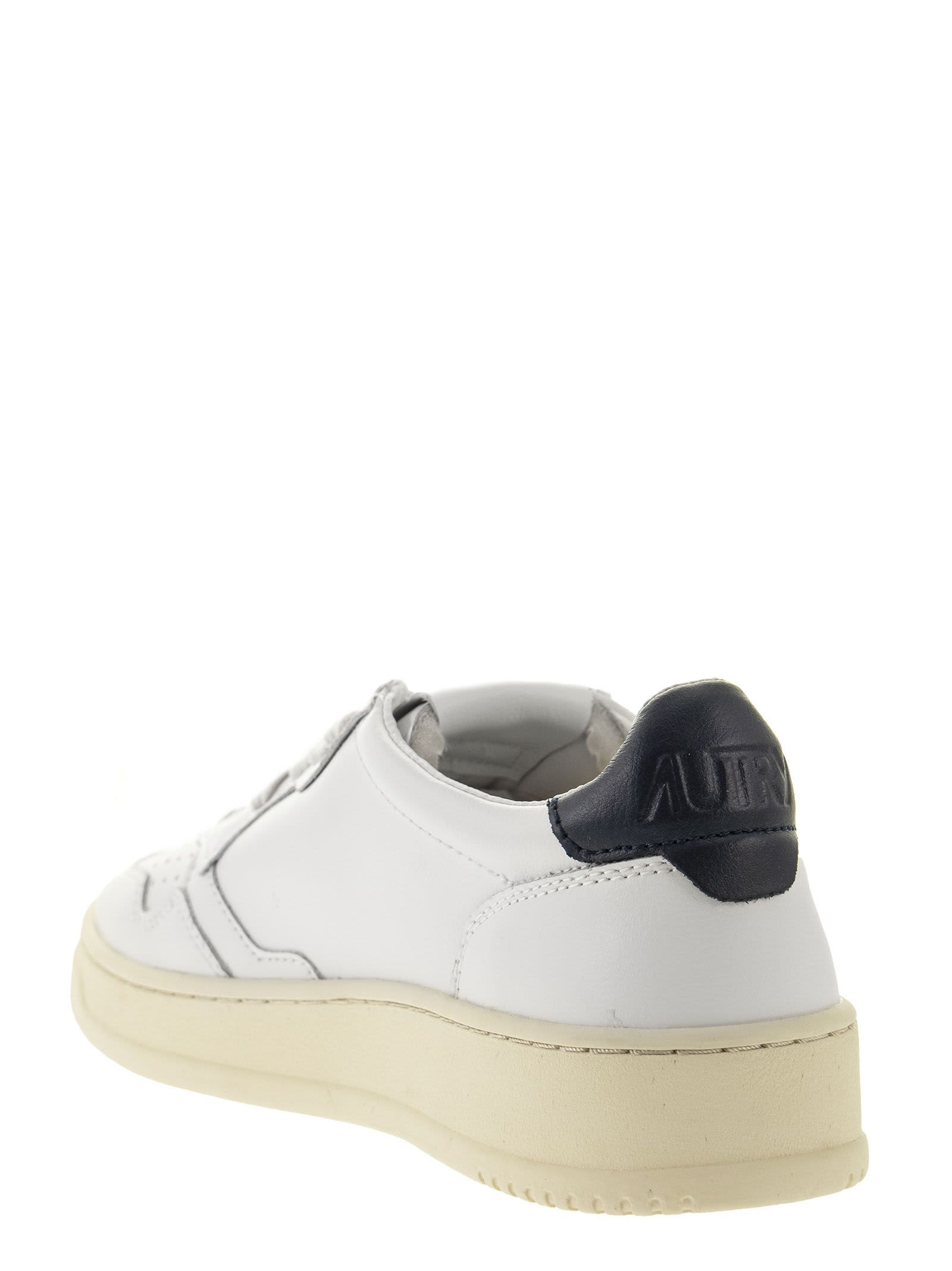Shop Autry Medalist Low - Leather Sneakers In White/blue