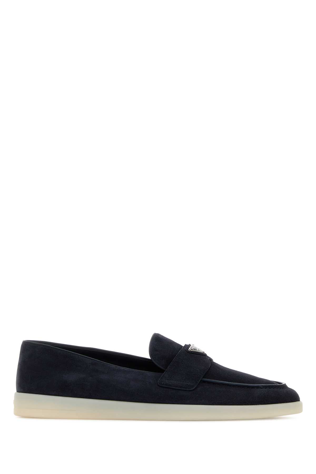 Navy Blue Suede Loafers