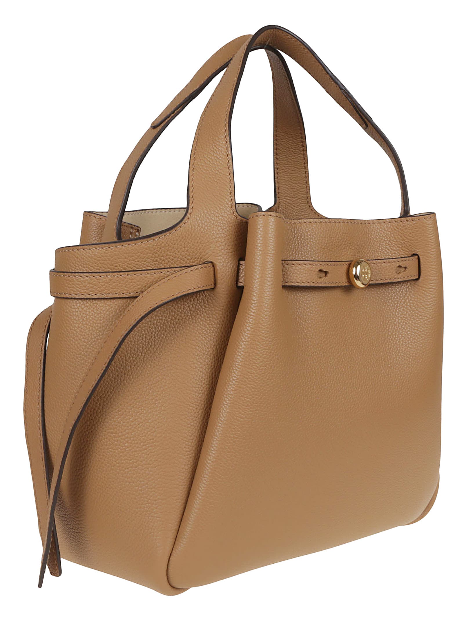 Tory Burch Romy Pebbled Satchel In Brown
