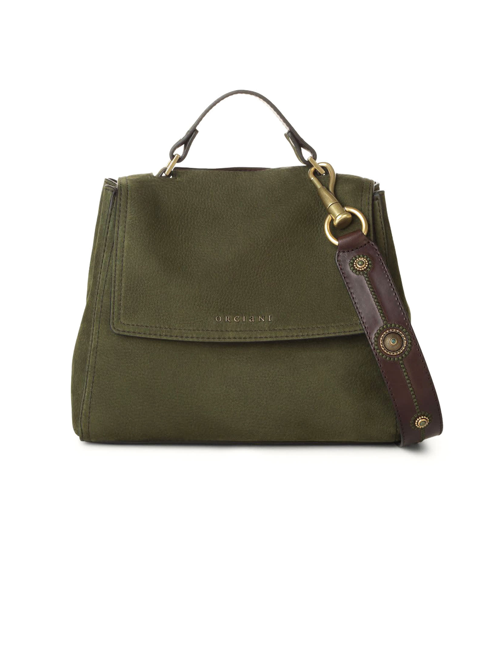 Orciani Small Sveva Bag In Green Nubuck Leather