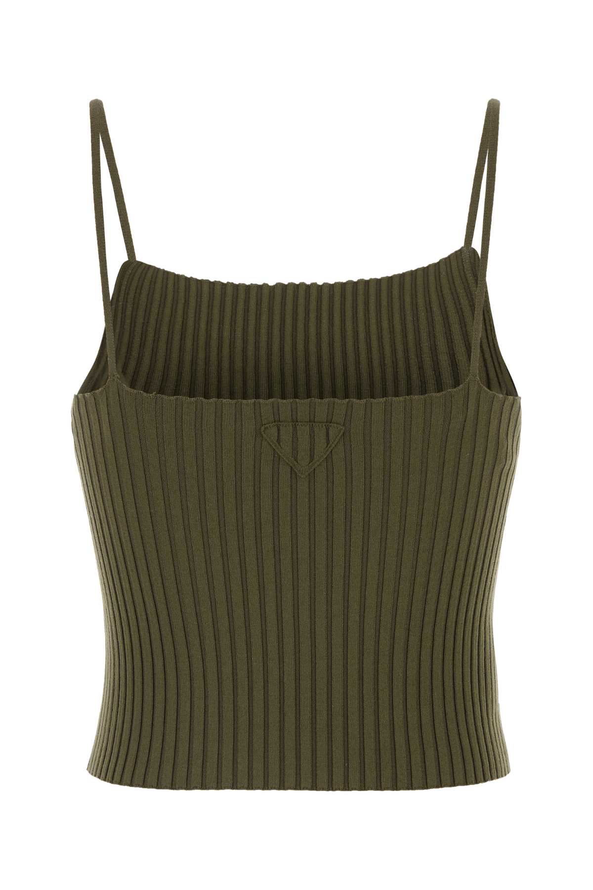 Shop Prada Army Green Stretch Cotton Blend Tank Top In Loden