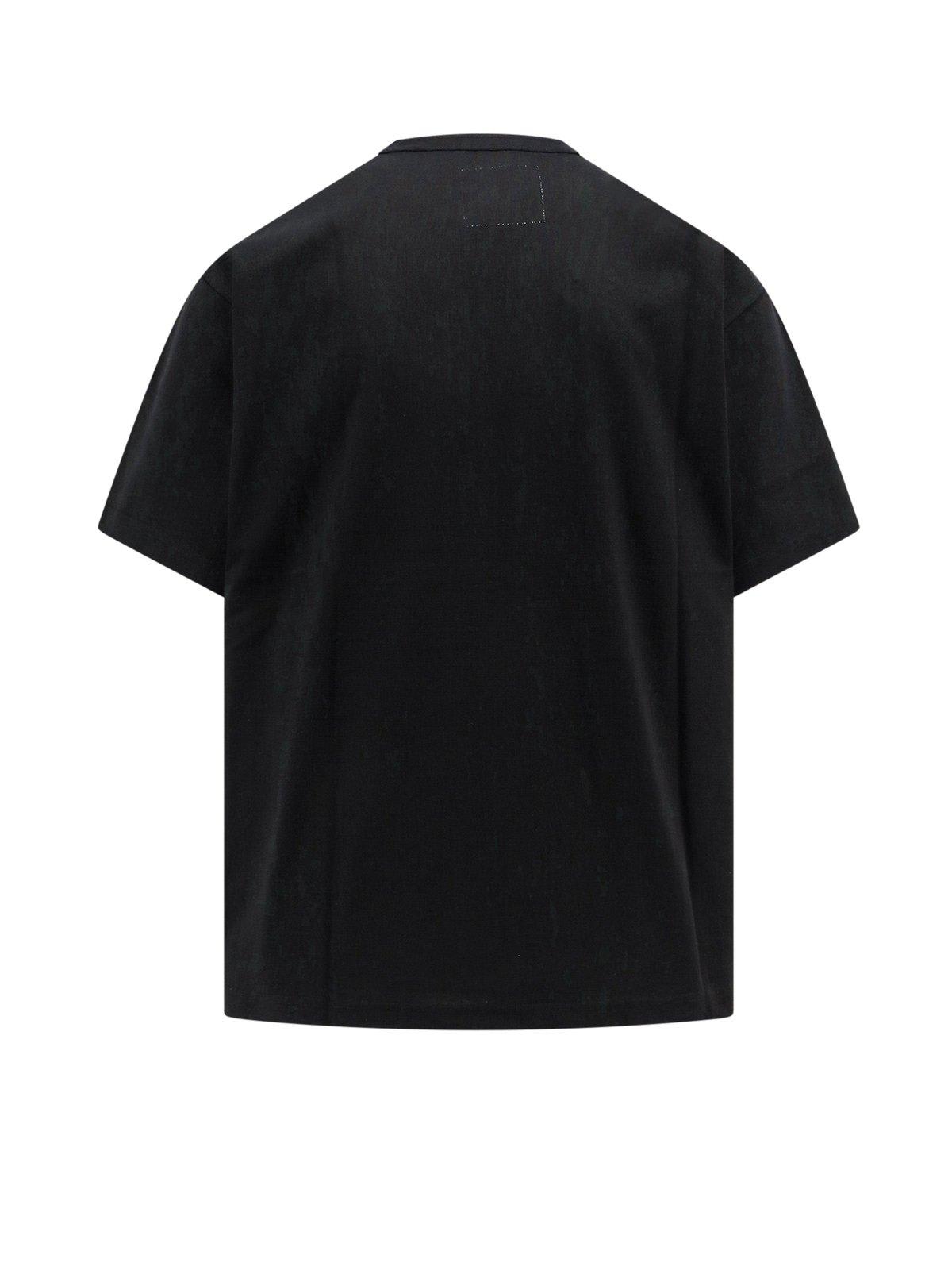 Shop Sacai Logo Detailed Crewneck T-shirt In Black