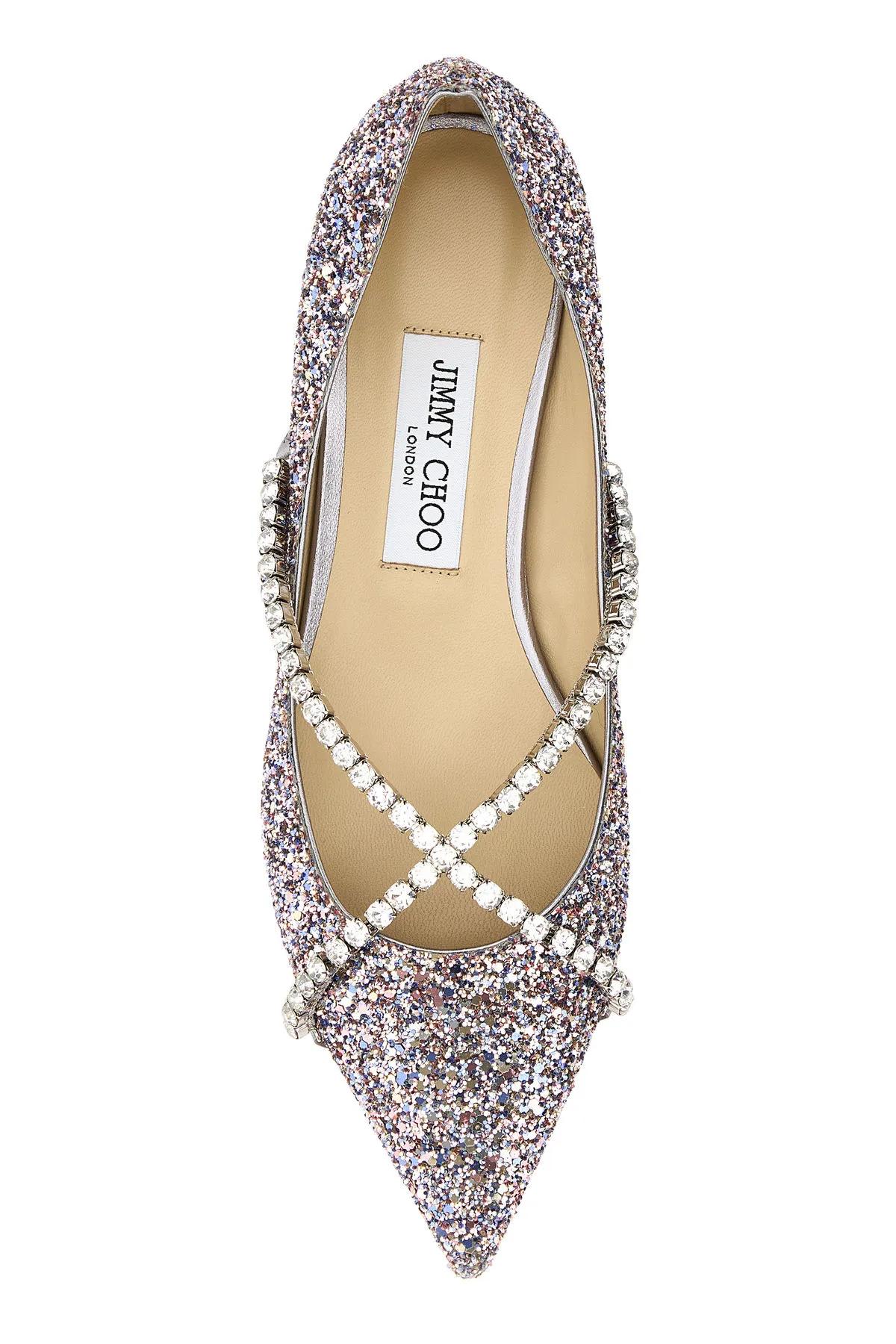 Shop Jimmy Choo Embellished Leather Genevi Ballerinas In Multicolor