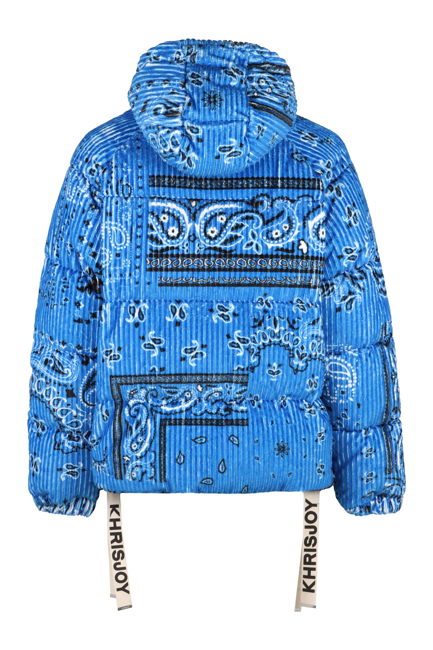 Khrisjoy Men's Puff Bandana Corduroy Hooded Down Jacket In Light Blue
