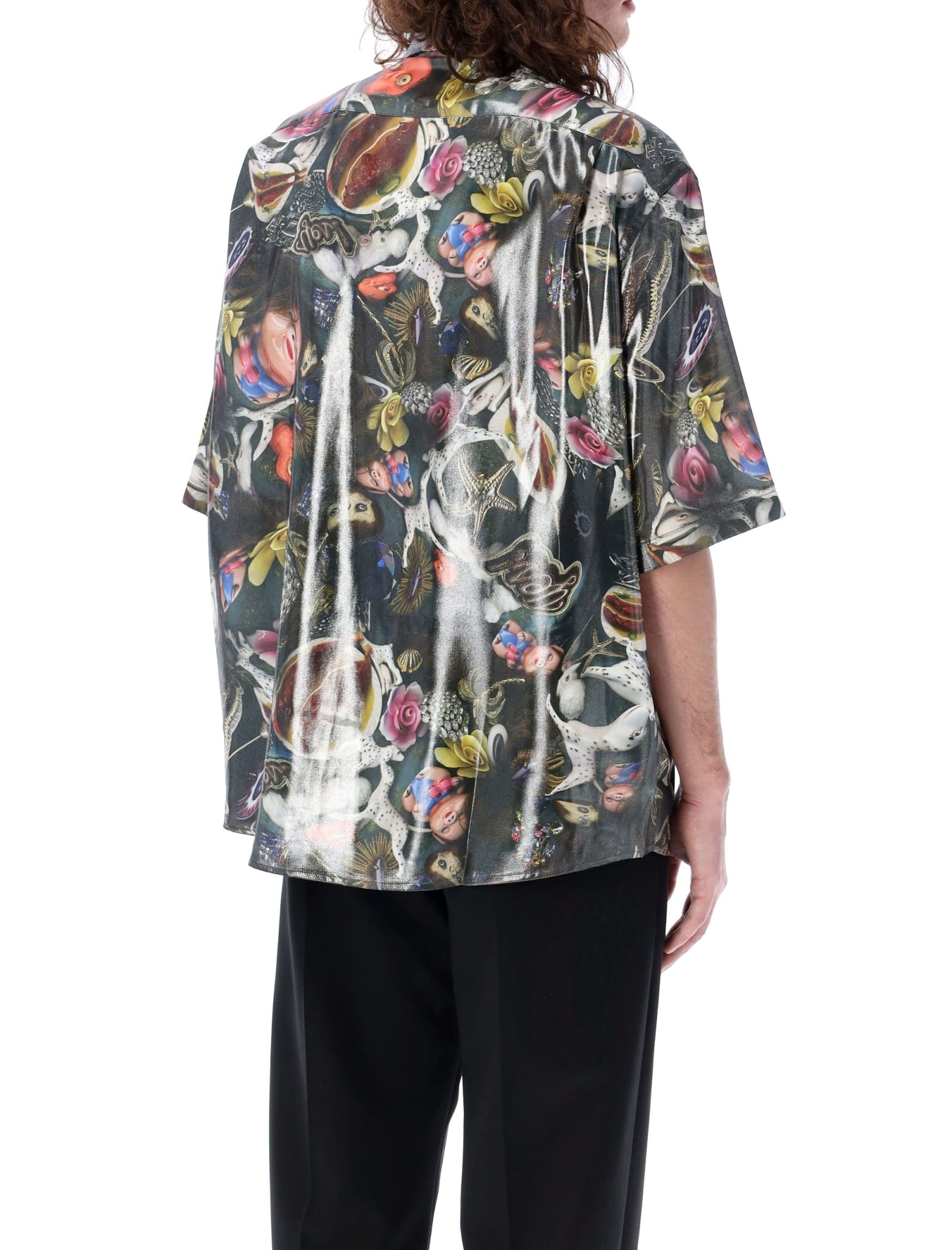 Acne Studios Sandro Printed Fluid Tech Shirt In Black Print