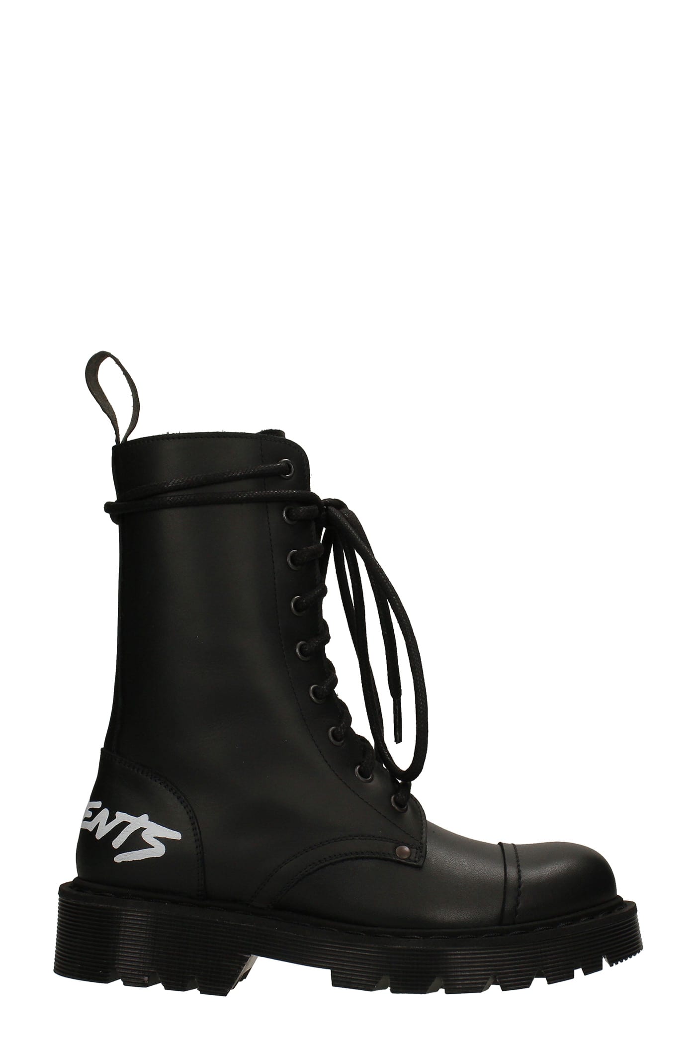 VETEMENTS Combat Boots In Black Leather