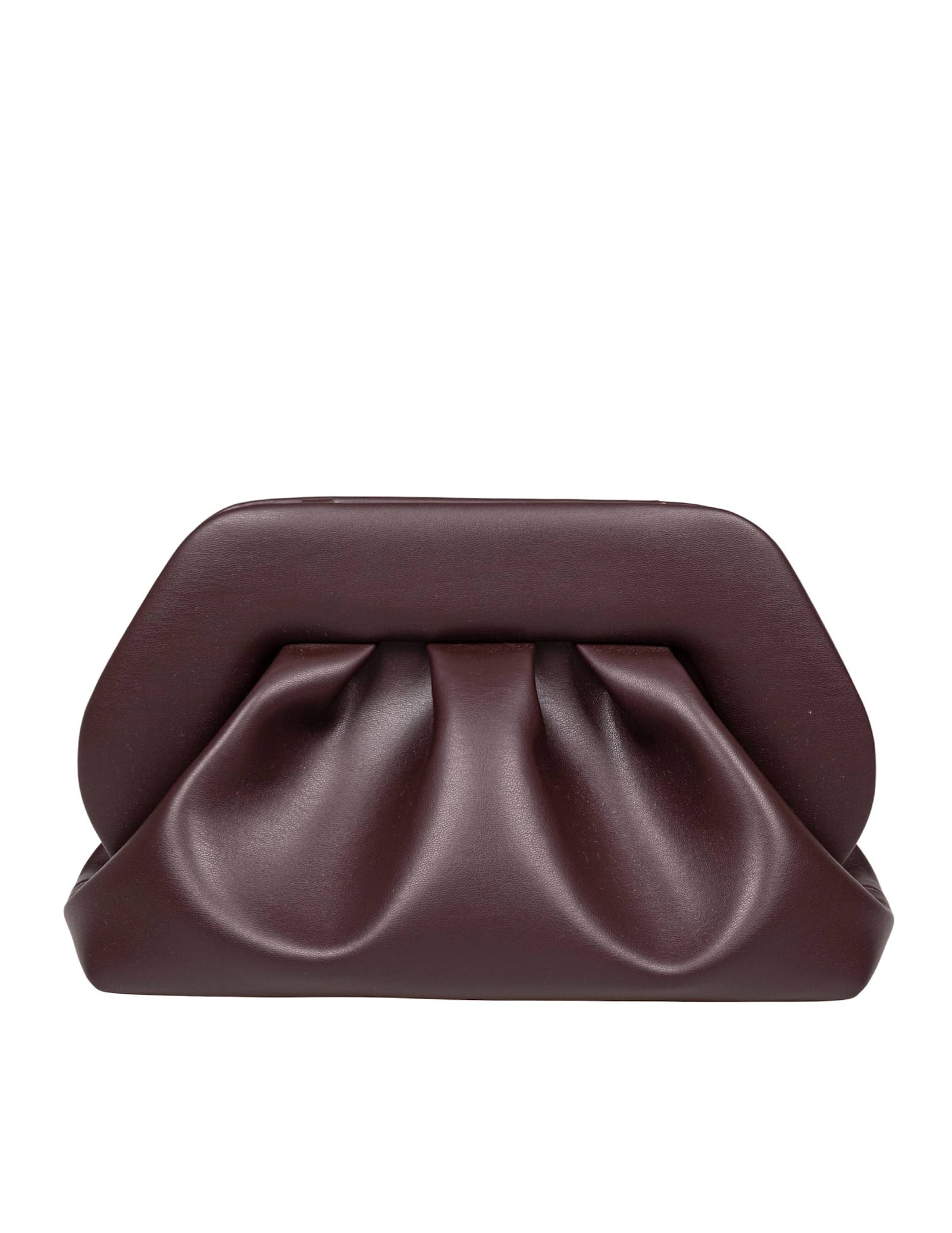 Themoirè Vegan Compact Clutch Removable Strap In Burgundy