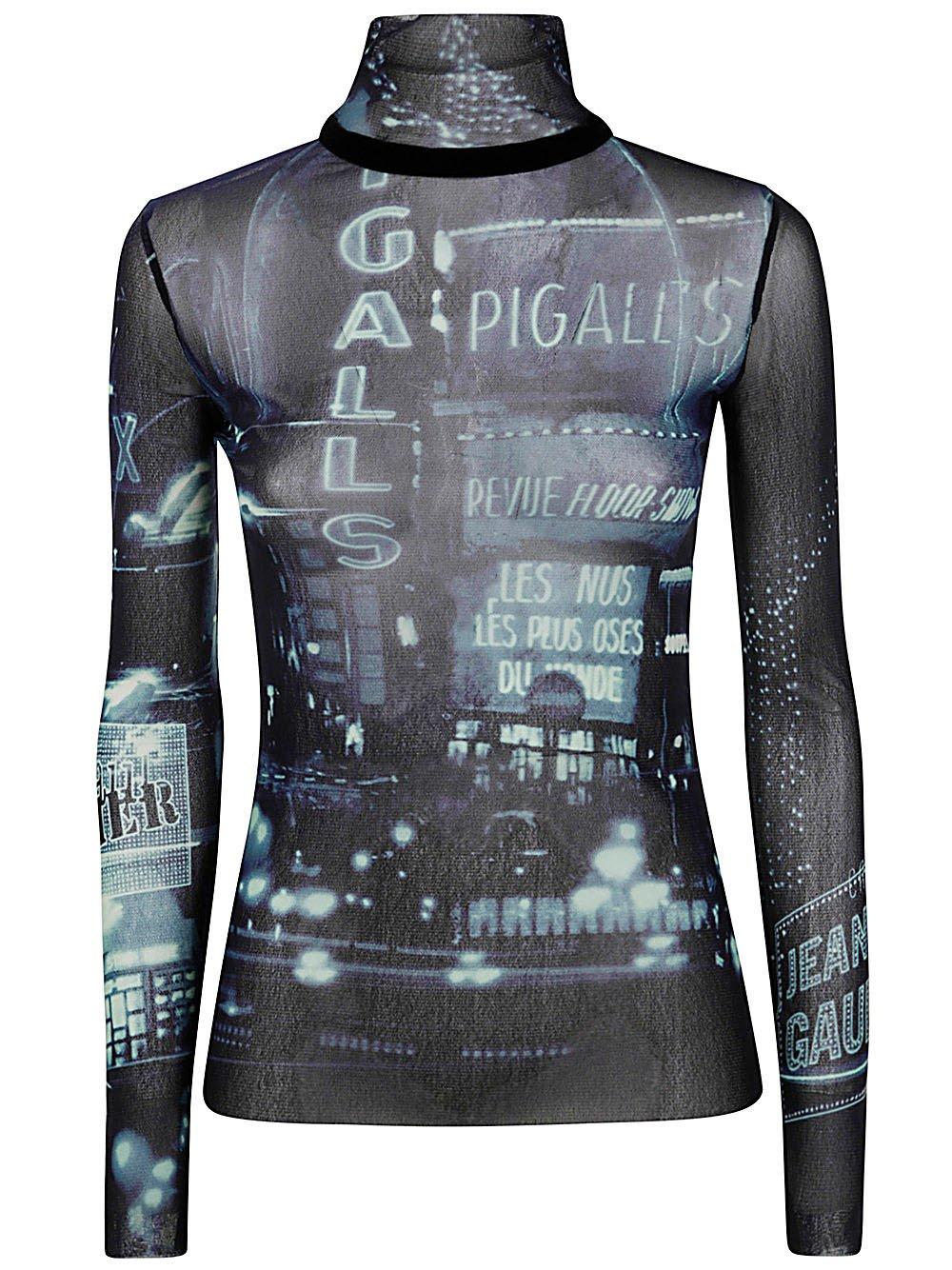 Pigalle-printed High-neck Mesh T-shirt