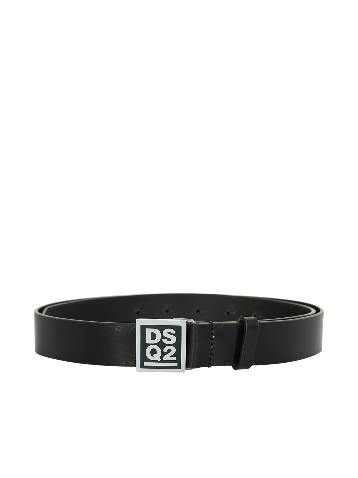 Dsquared2 Leather Belt With Logoed Plaque