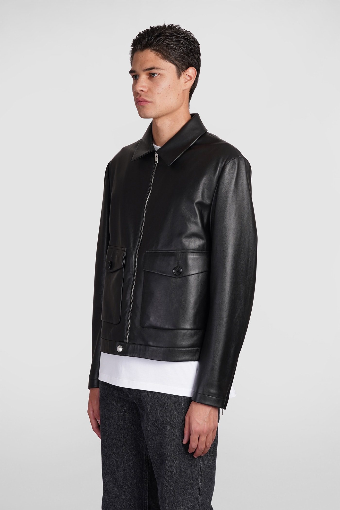 Shop Bally Leather Jacket In Black Leather