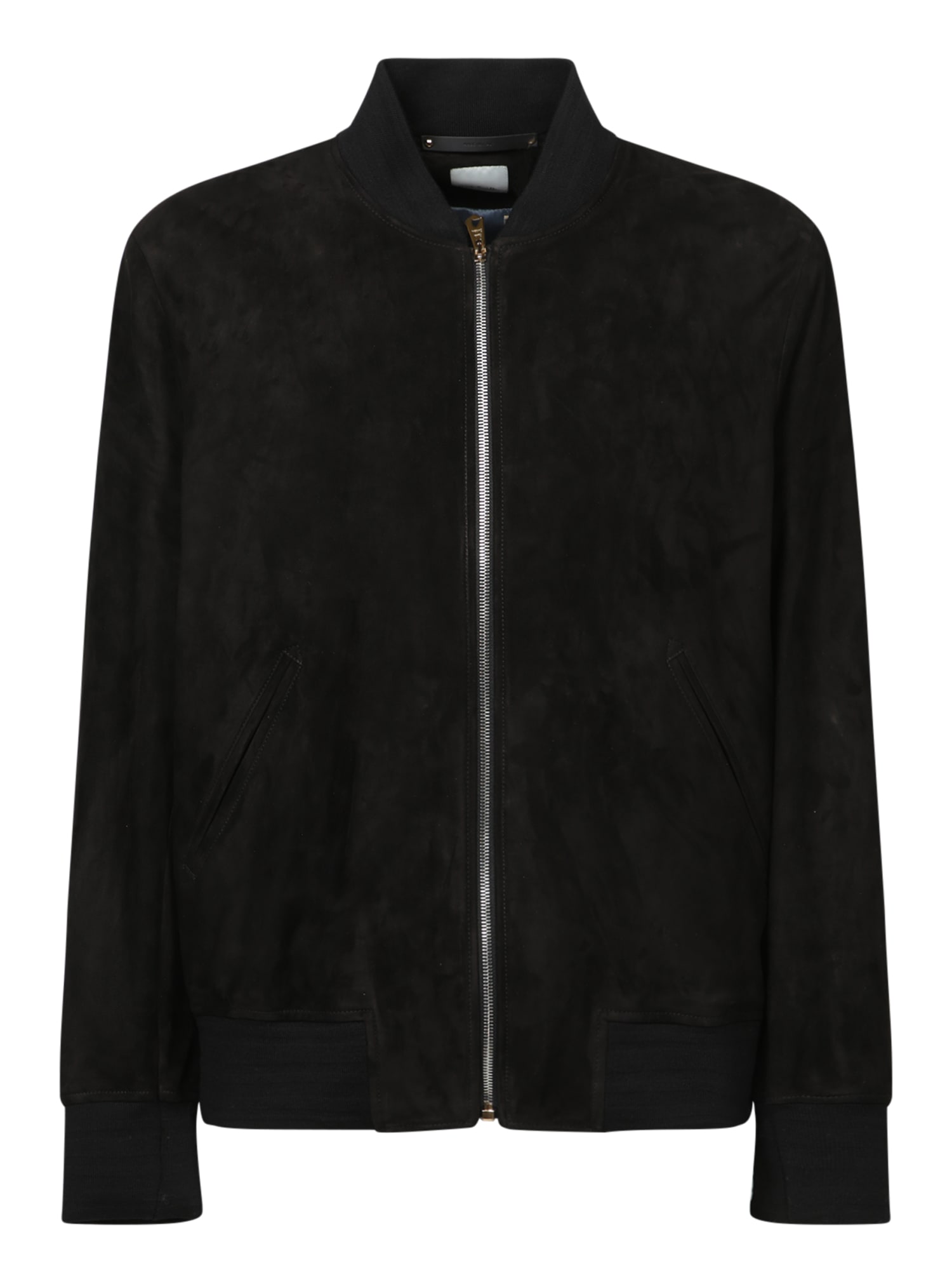 Shop Paul Smith Black Suede Bomber Jacket