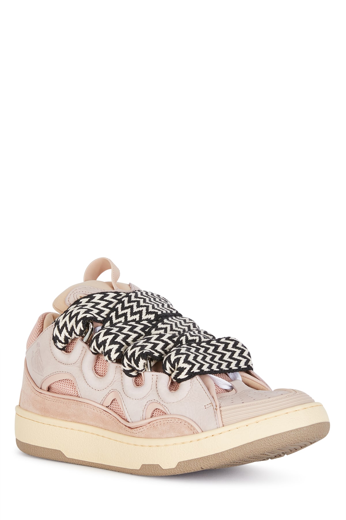 Shop Lanvin Multicolor Leather And Fabric Curb Sneakers In 51