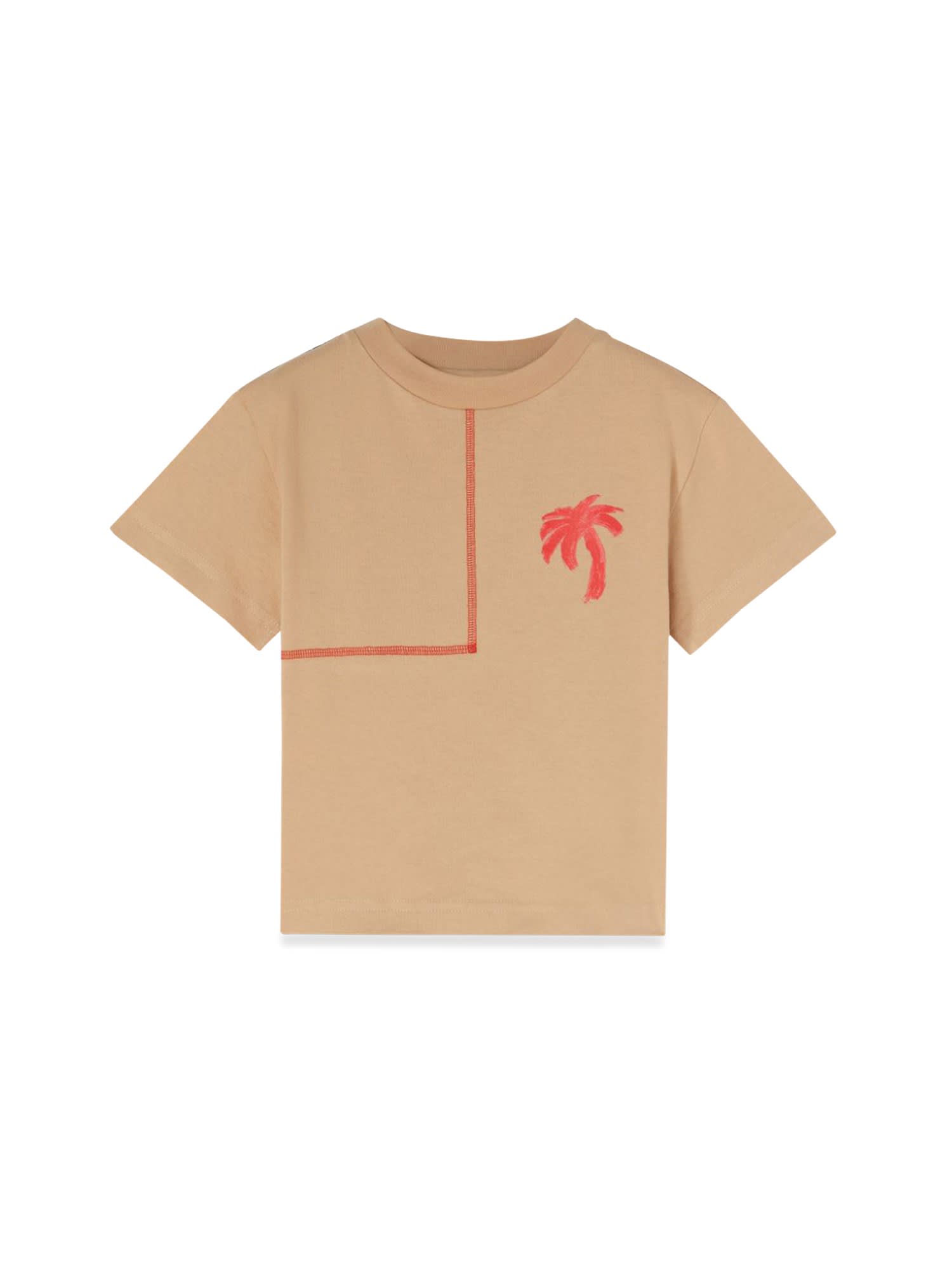 Palm Angels Kids' Camou T-shirt In Multicolour