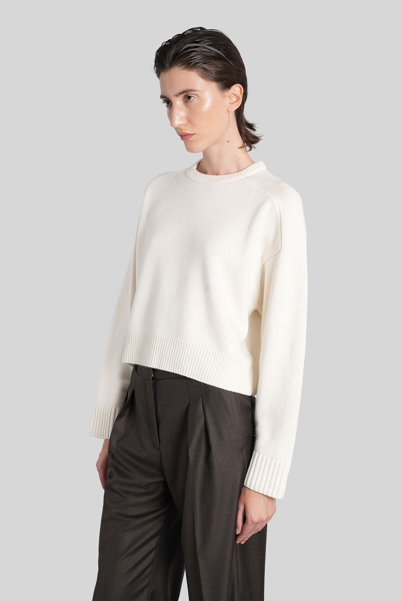 Loulou Studio Bruzzi Lds Knitwear In Beige Wool In White