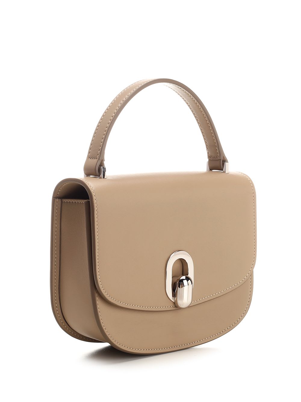 Shop Savette Mini Tondo Leather Handbag In Beige