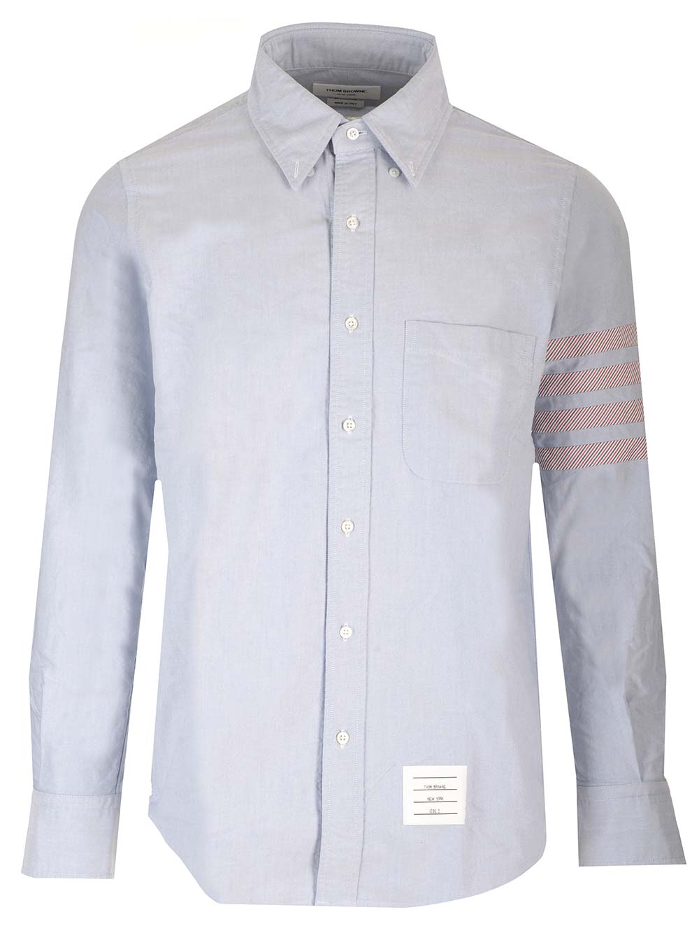 THOM BROWNE LIGHT BLUE BUTTON-DOWN SHIRT WITH 4 BARS