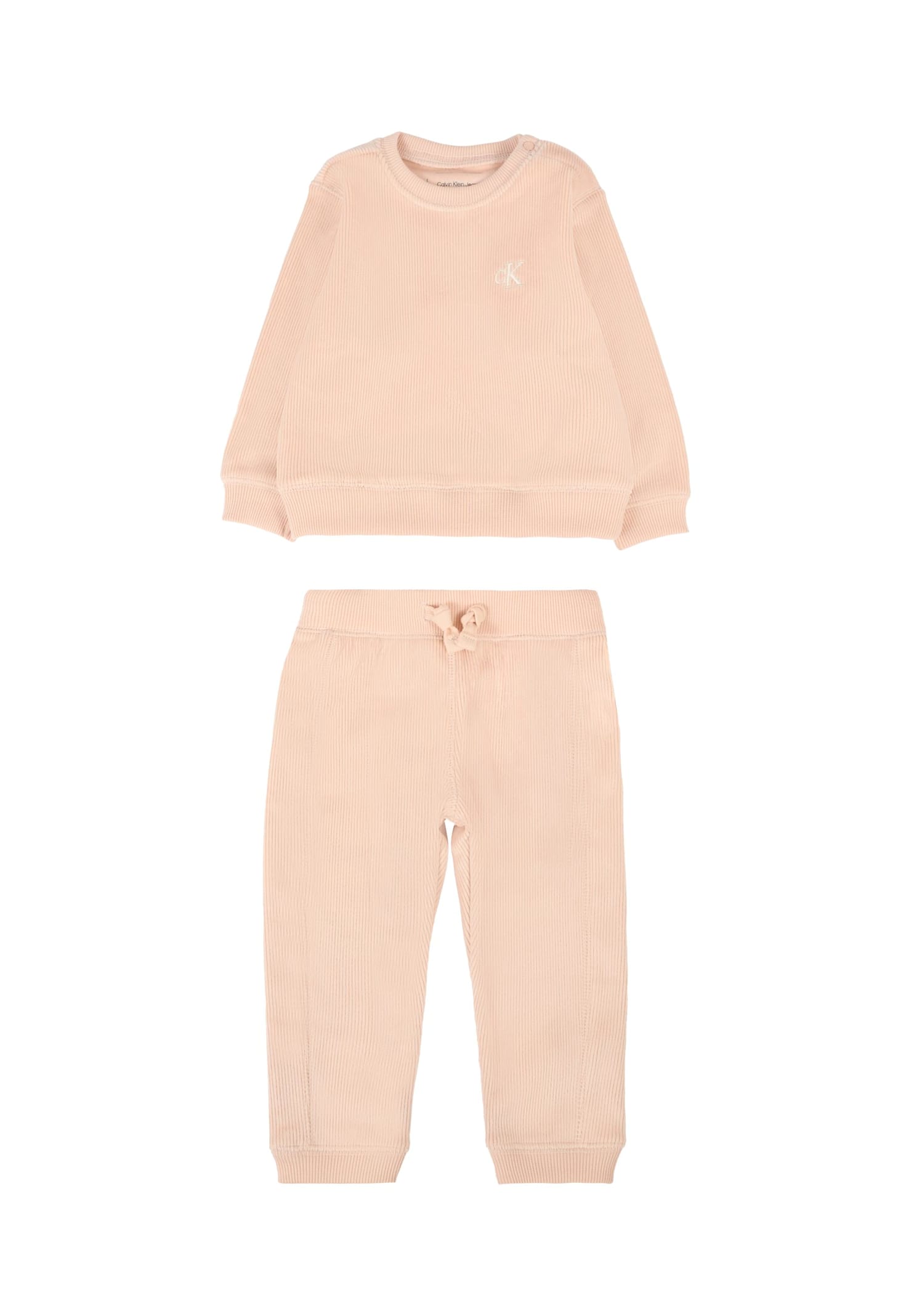Calvin Klein Pink Suit For Baby Girl With Logo In Pink