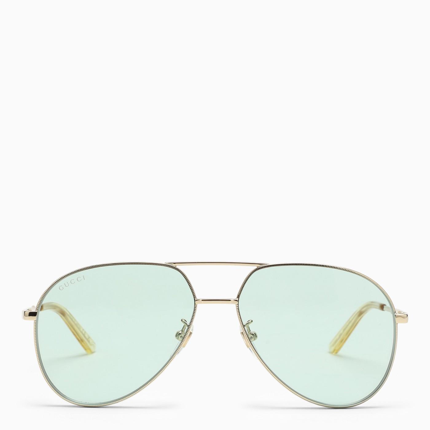 Shop Gucci Aviator Green Sunglasses