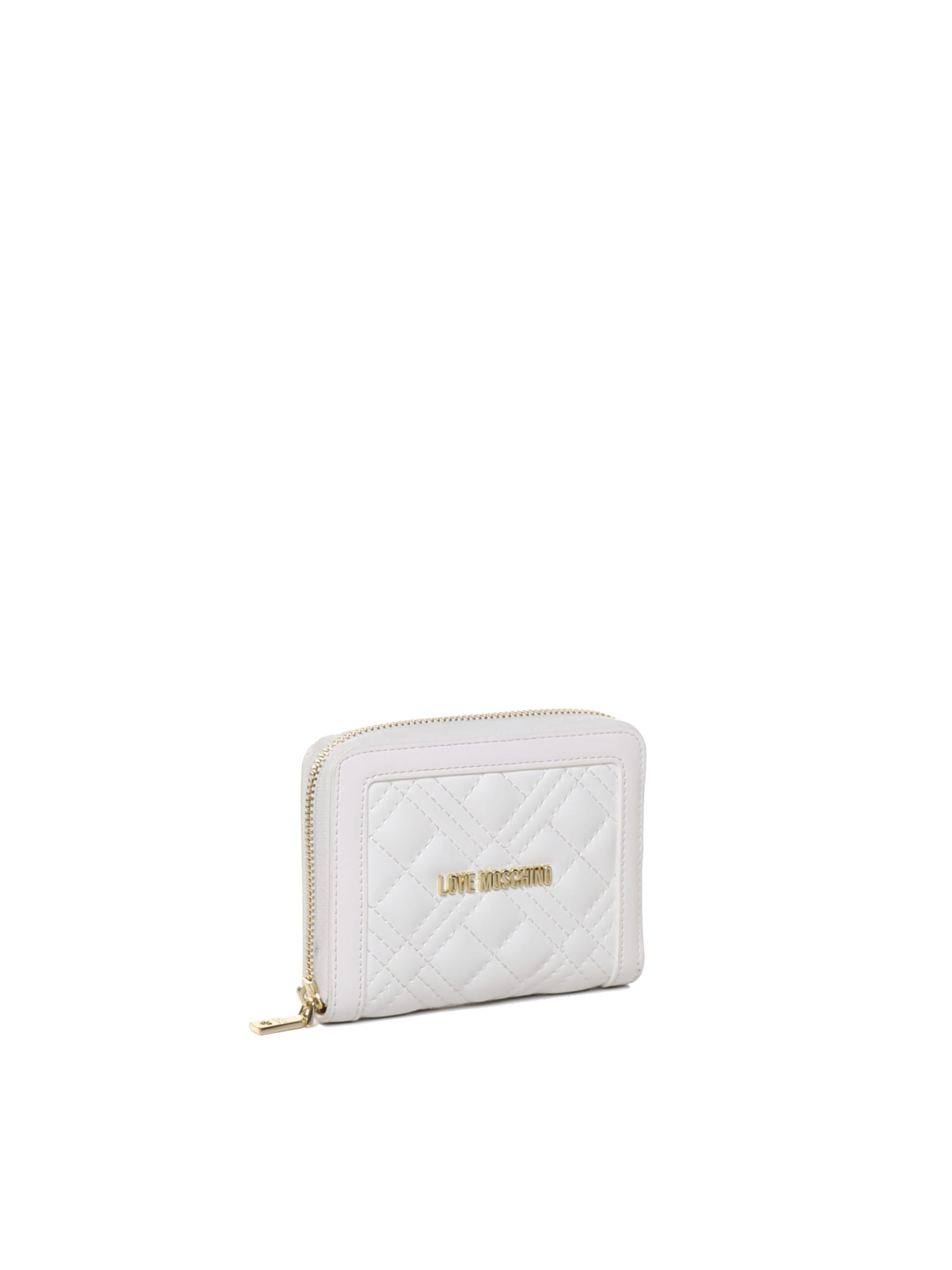 Shop Love Moschino Quilted Wallet In Offwhite