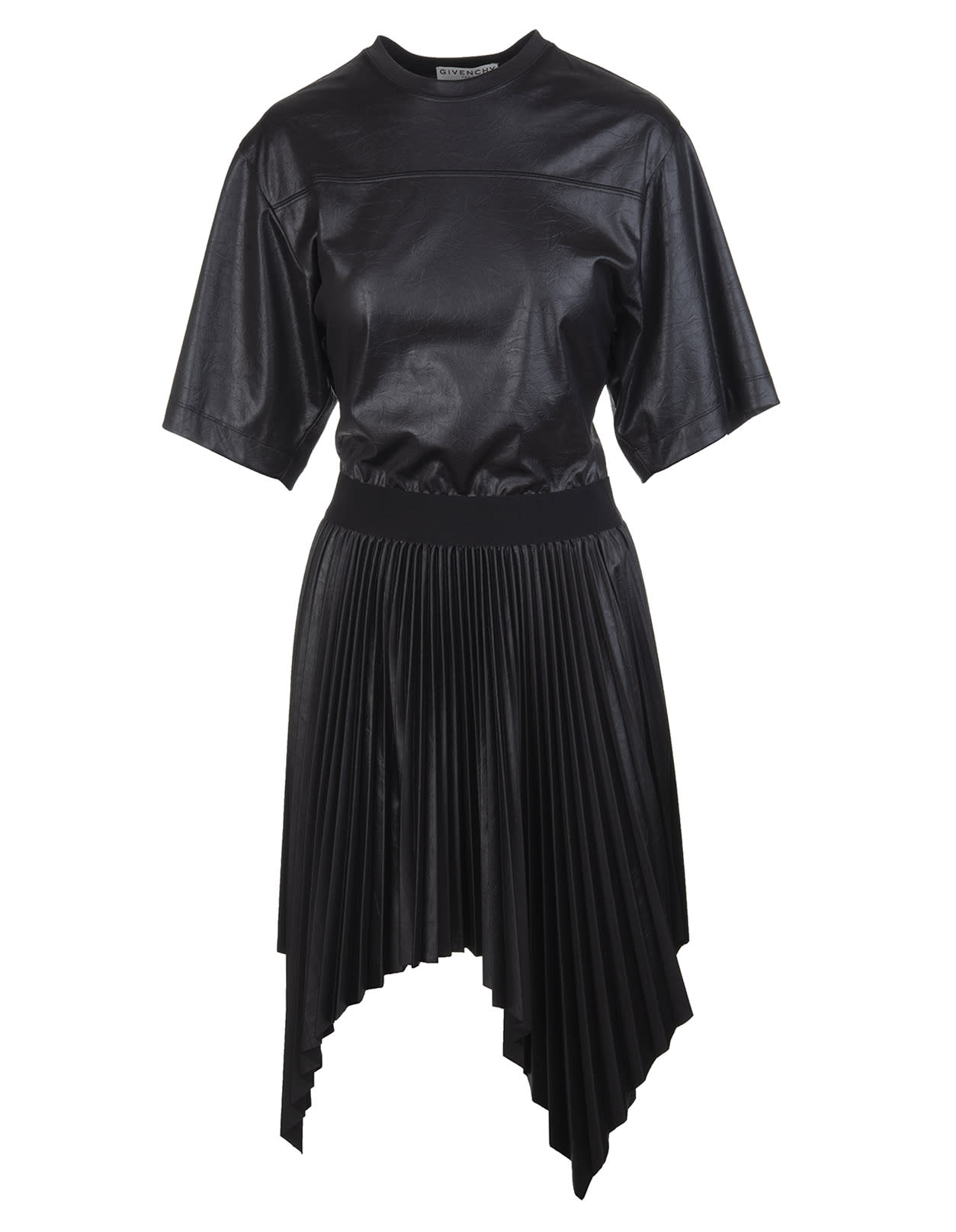 Black Givenchy Lacquered Pleated Short Dress