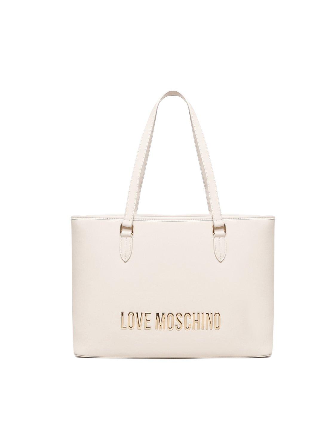 Shop Love Moschino Logo Lettering Tote Bag In Avorio