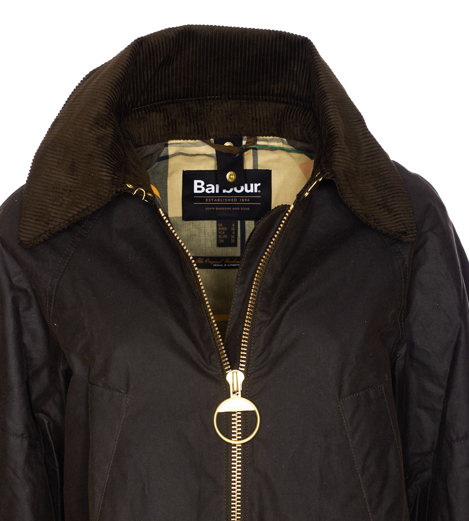 Barbour Green Allerstone Jacket Frontal Zip Closure In Green