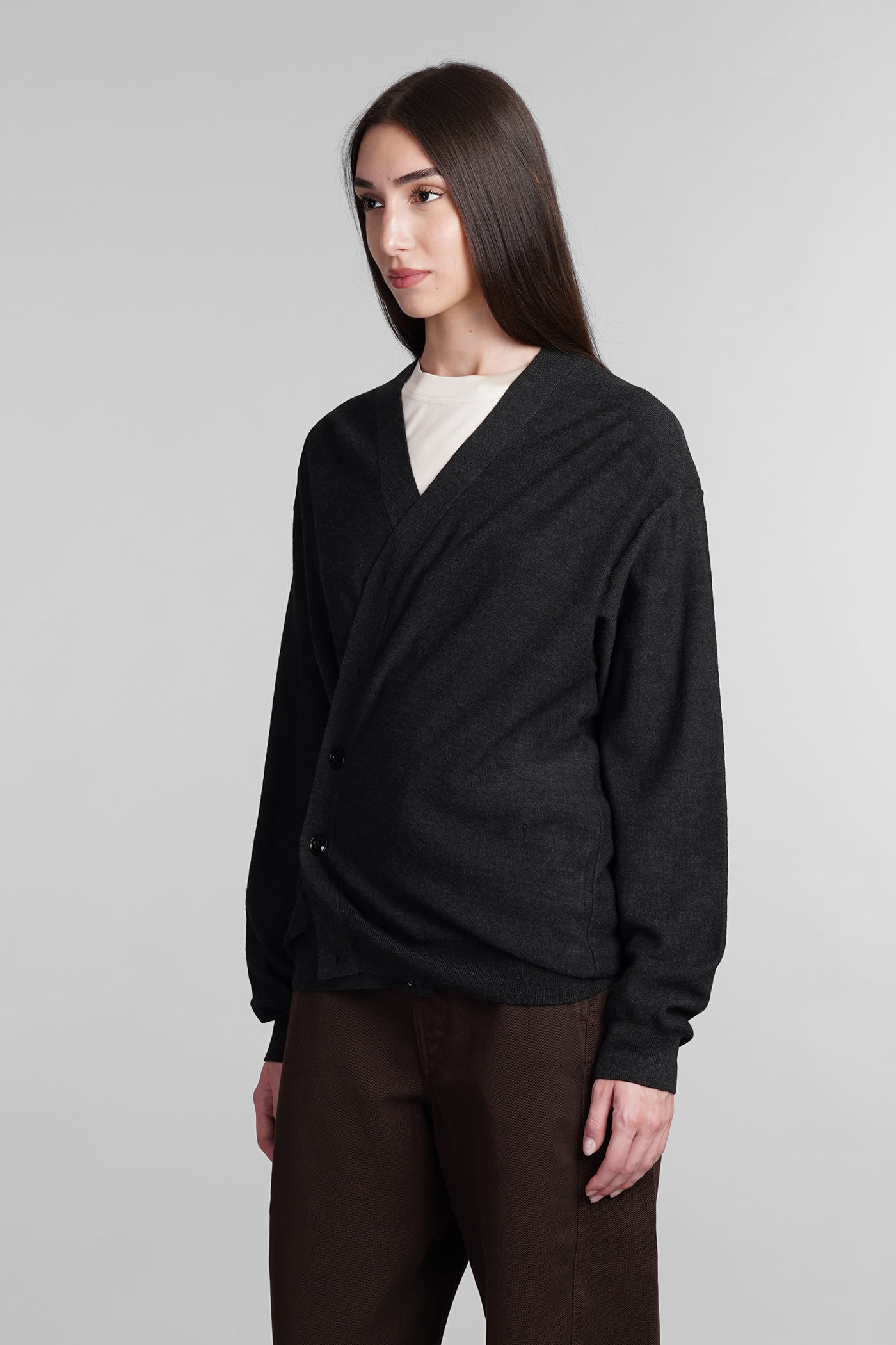 Shop Lemaire Cardigan In Grey Wool