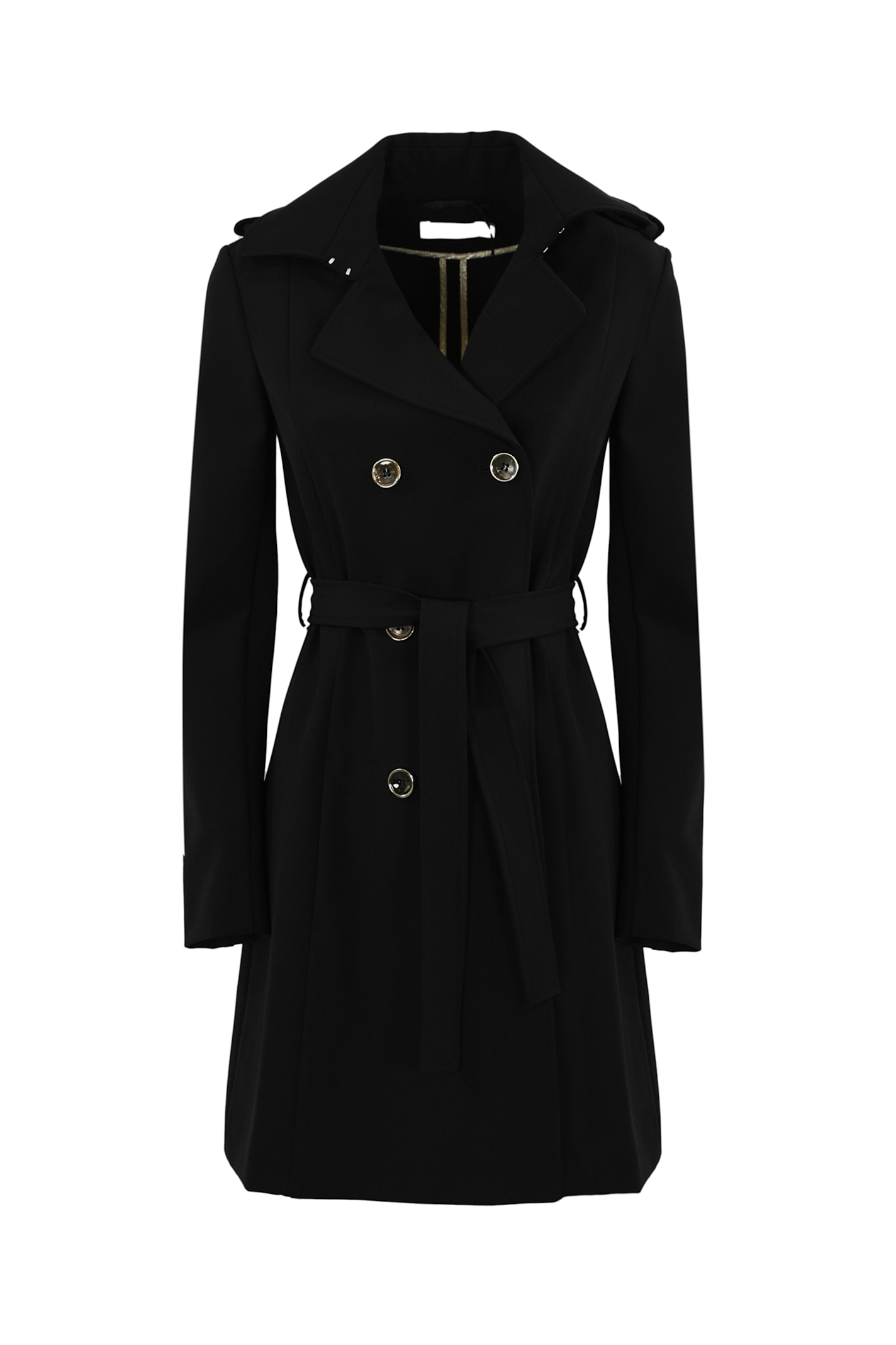 Shop Patrizia Pepe Trench Coat In Mixed Cotton Technical Fabric In Nero