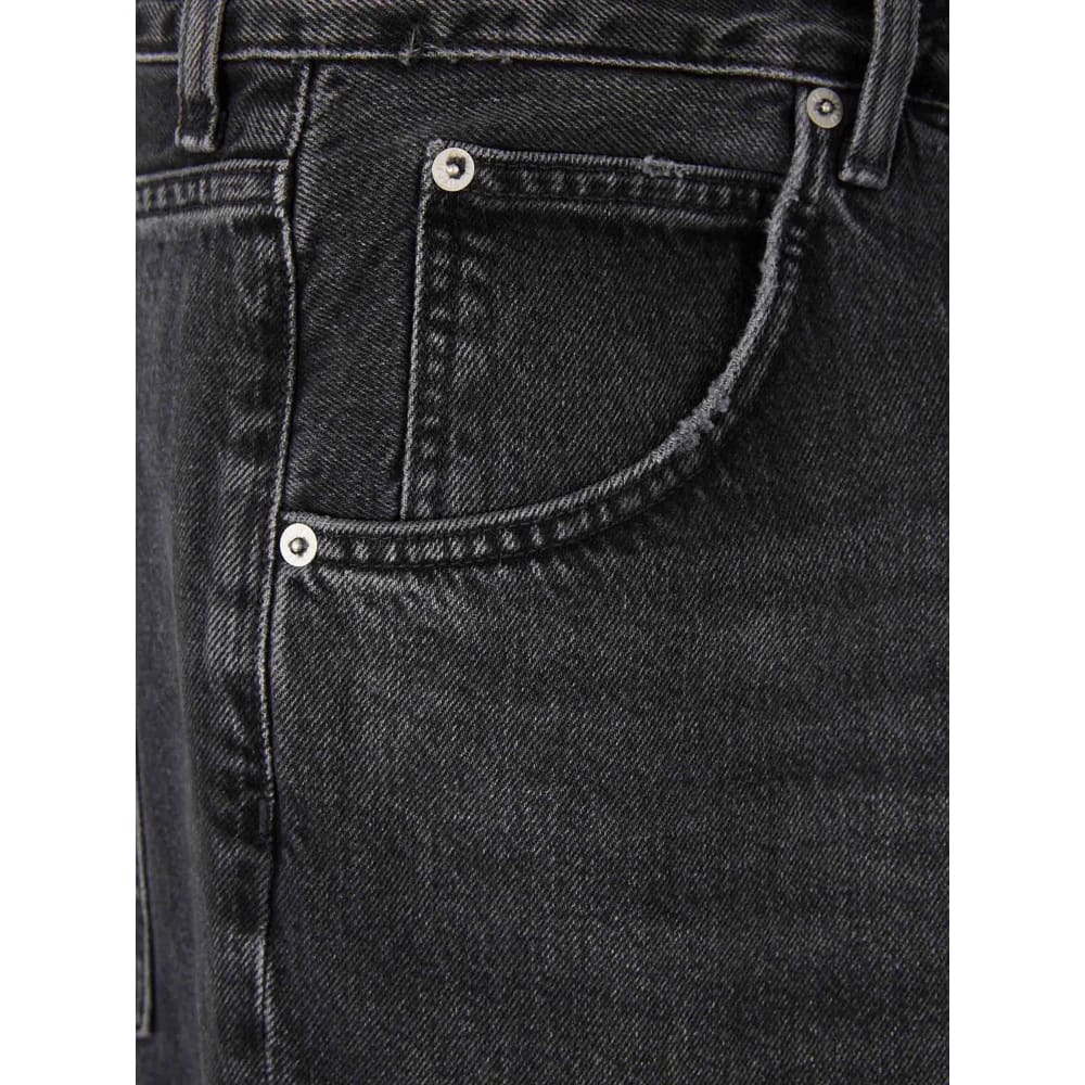 Agolde Vana Black Low-crotch Jeans With Book Closure In Denim Woman In Black