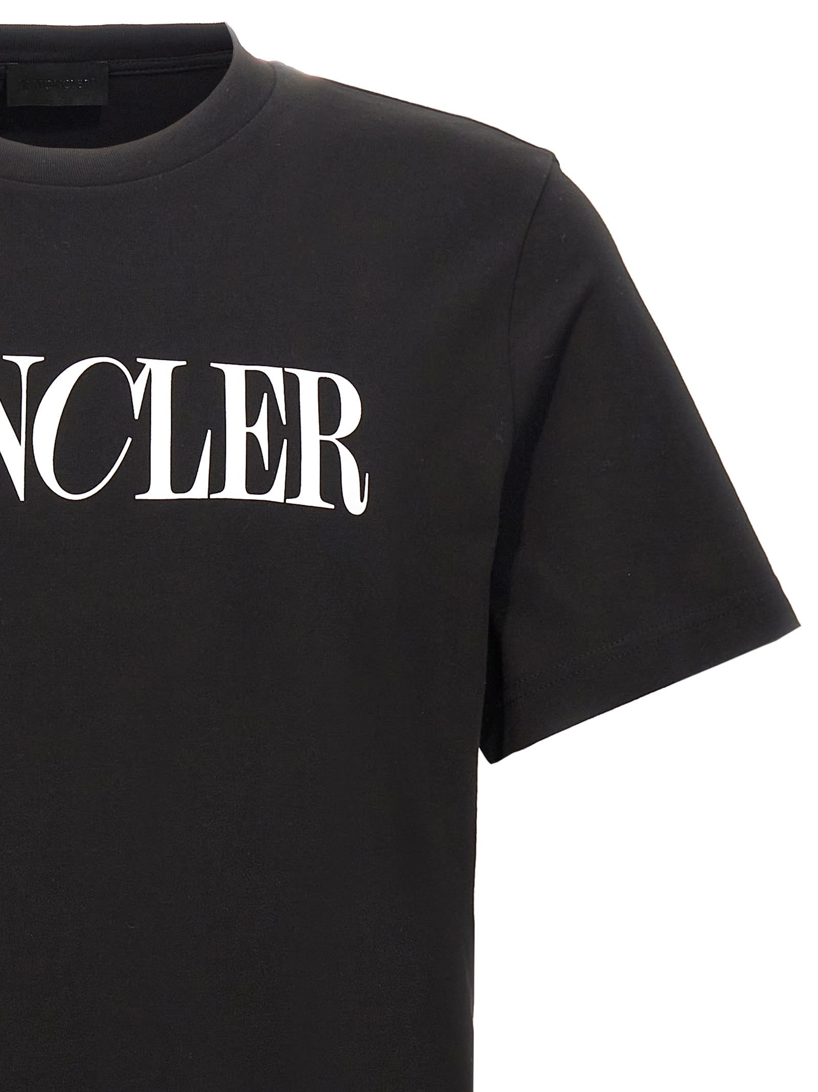 Shop Moncler Logo Print T-shirt In White/black