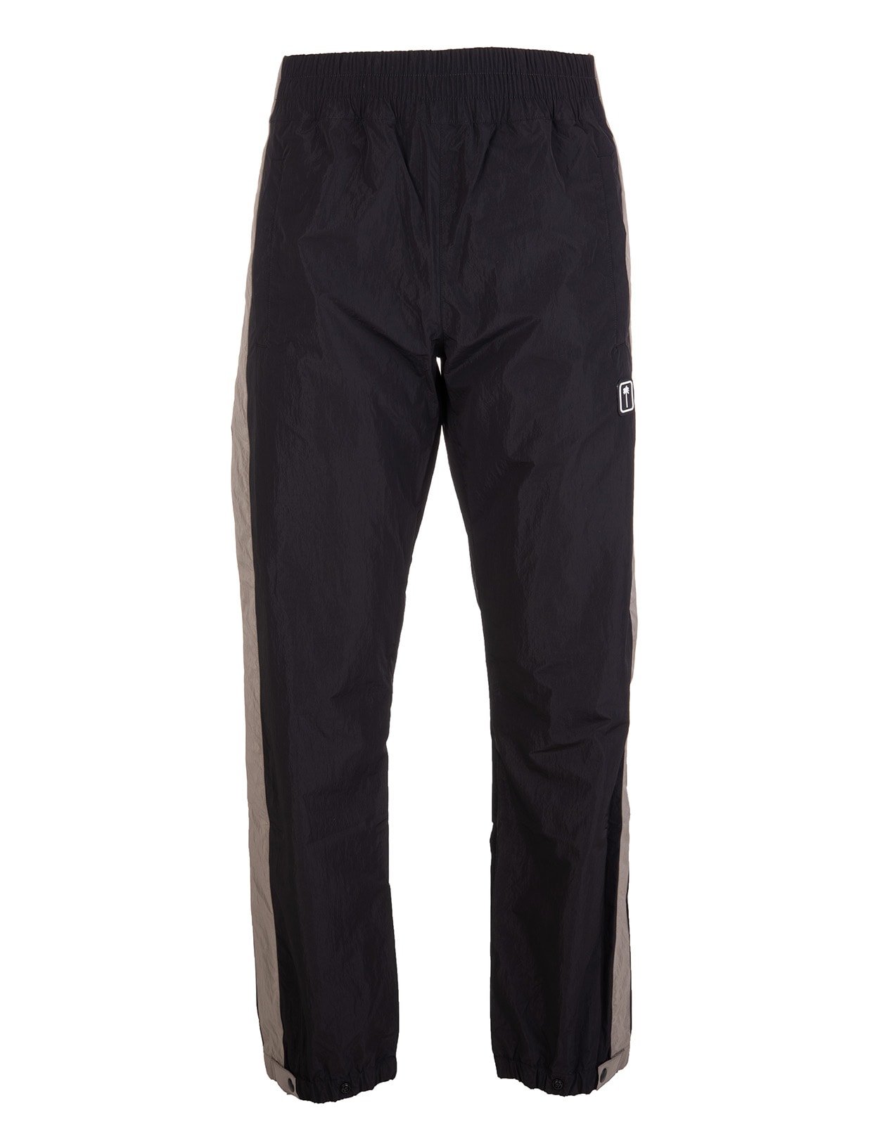 Palm Angels Man Joggers In Black Technical Fabric With Palm Patch And Contrast Bands