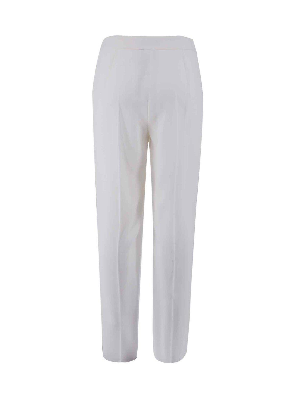 Shop Emporio Armani Darted High-waist Trousers In Bianco Seta