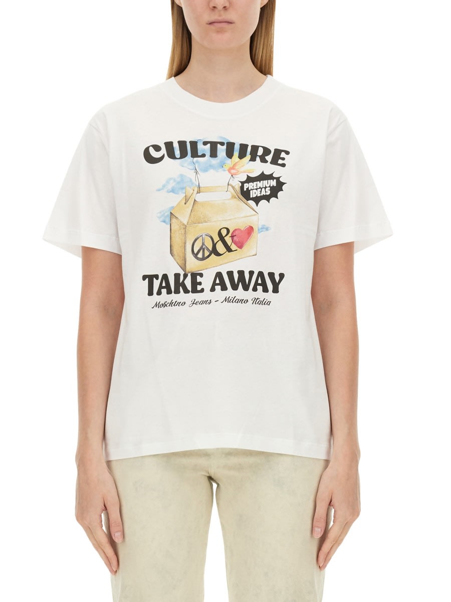 M05ch1n0 Jeans T-shirt With Print In White