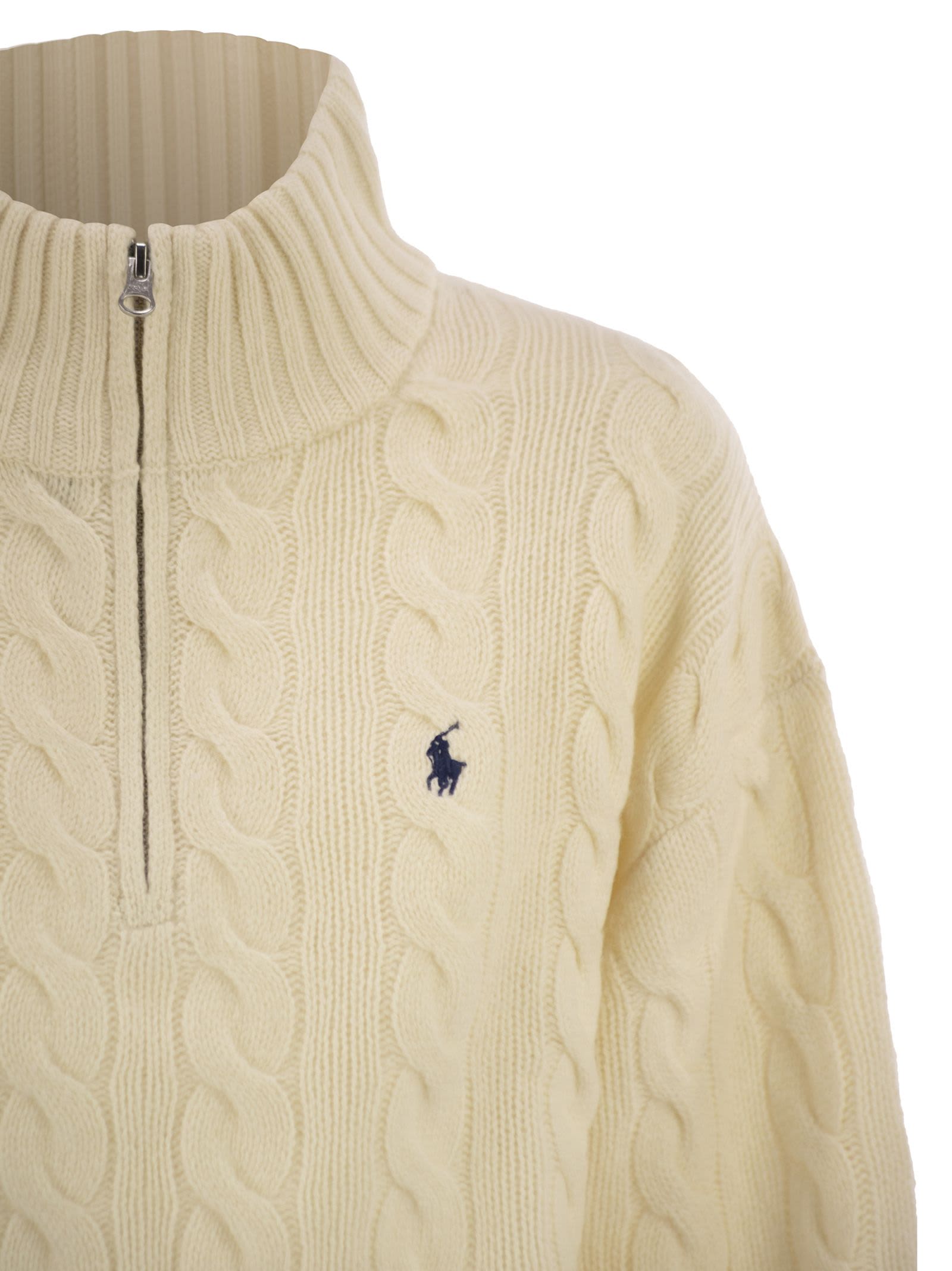 Polo Ralph Lauren Wool And Cashmere Cable Knit Jumper In Neutral