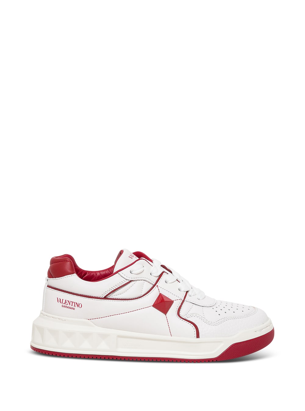 VALENTINO GARAVANI LOW TOP WHITE AND RED LEATHER SNEAKERS,WW2S0CS4NWNR81