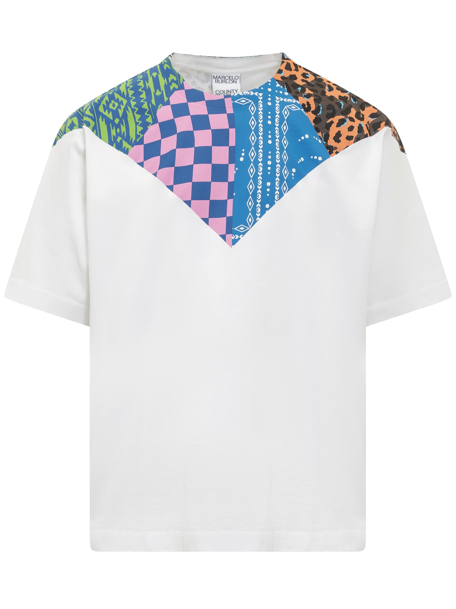 Marcelo Burlon County Of Milan Mix&match Printed T-shirt In White Blue
