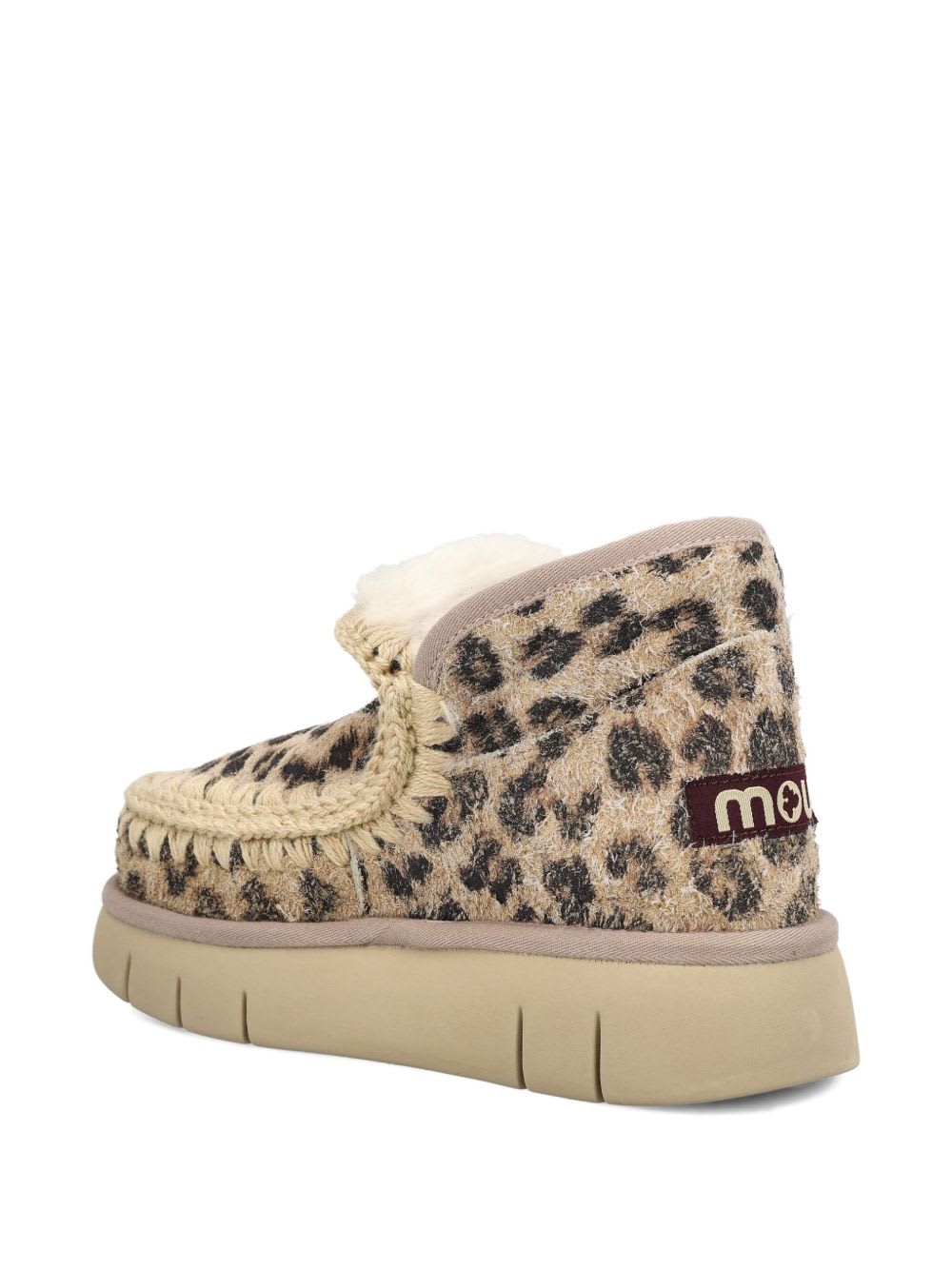 Mou Eskimo Bounce Sneakers Hairy Cow Suede Leopard Brandy In Brown