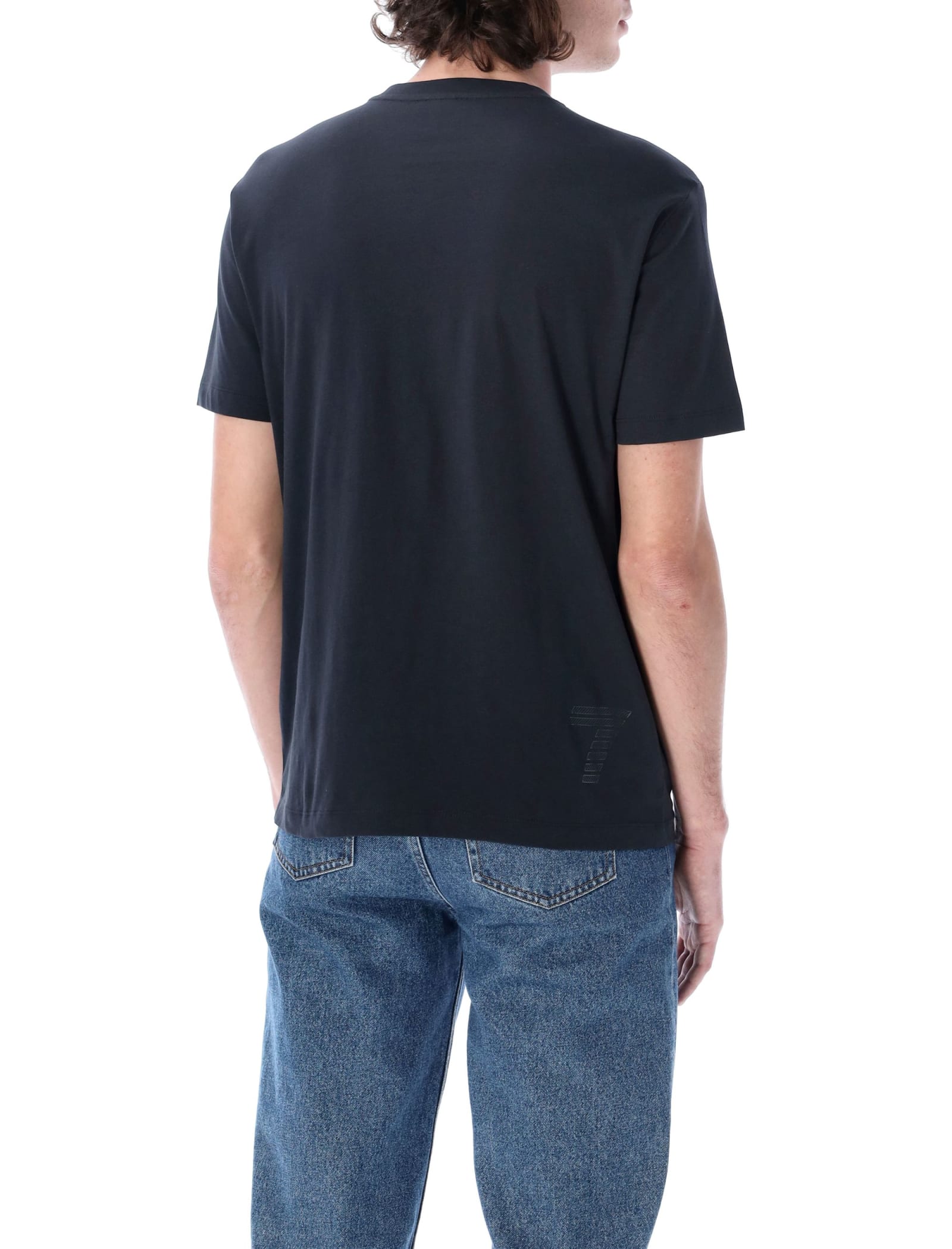 Shop Ea7 Lux Identity Pima Cotton T-shirt In Navy