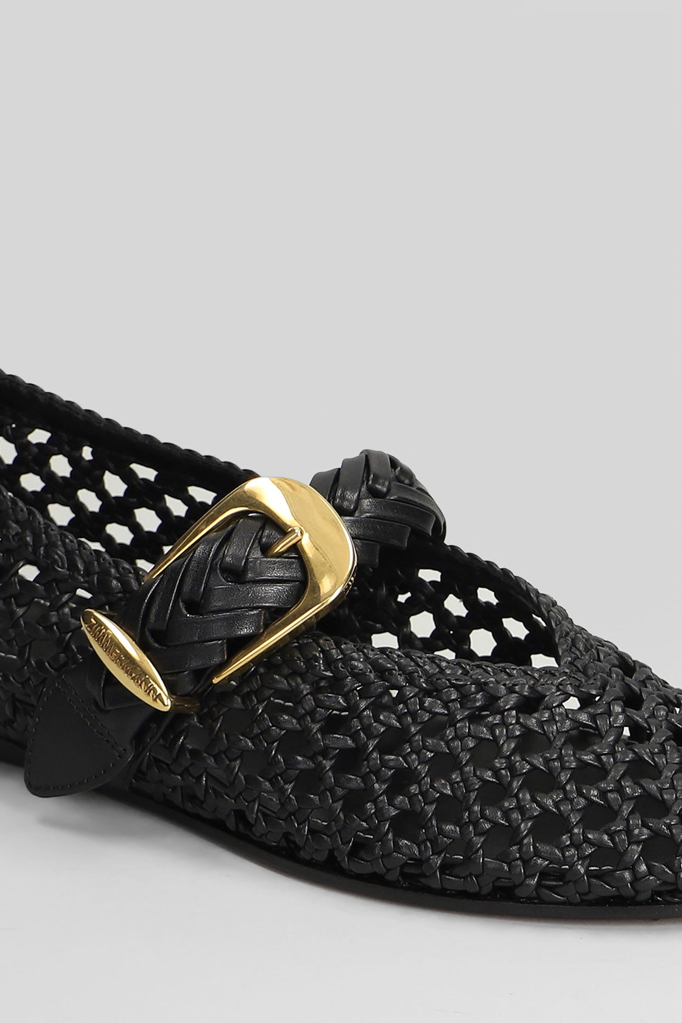 Zimmermann Helix Ballet Flats In Black Leather In Black