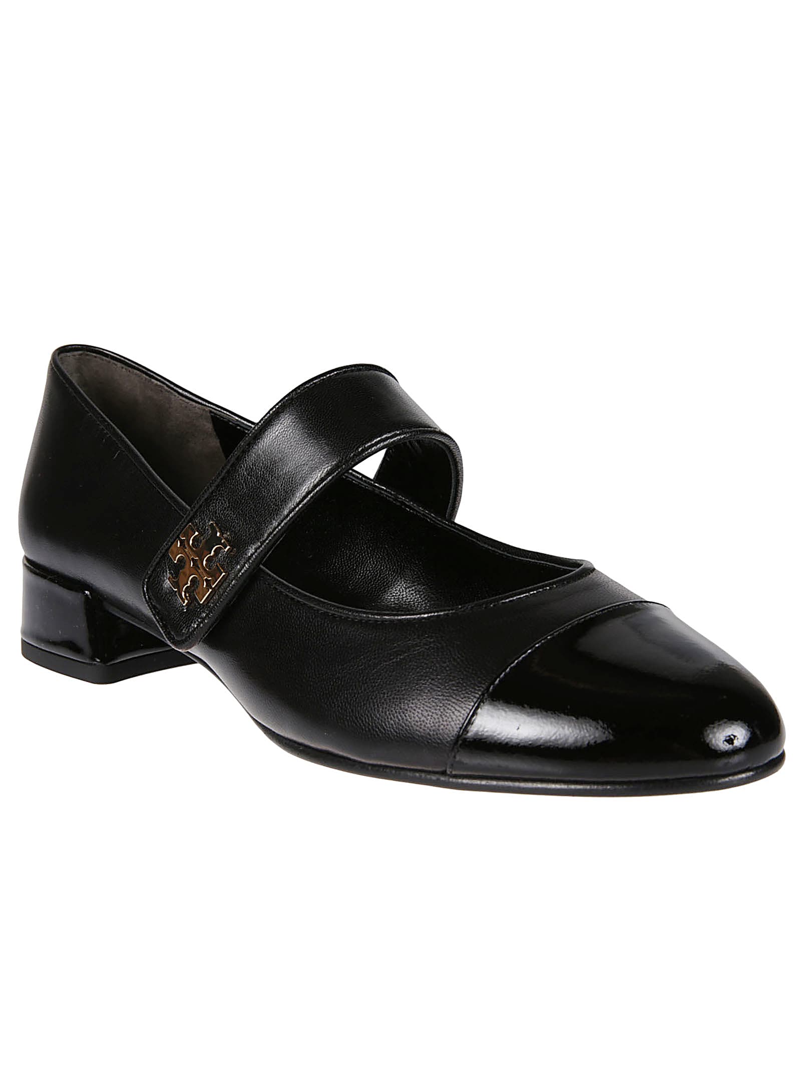 Shop Tory Burch Cap-toe Mary Jane Heel Ballets In Perfect Black/perfect Black